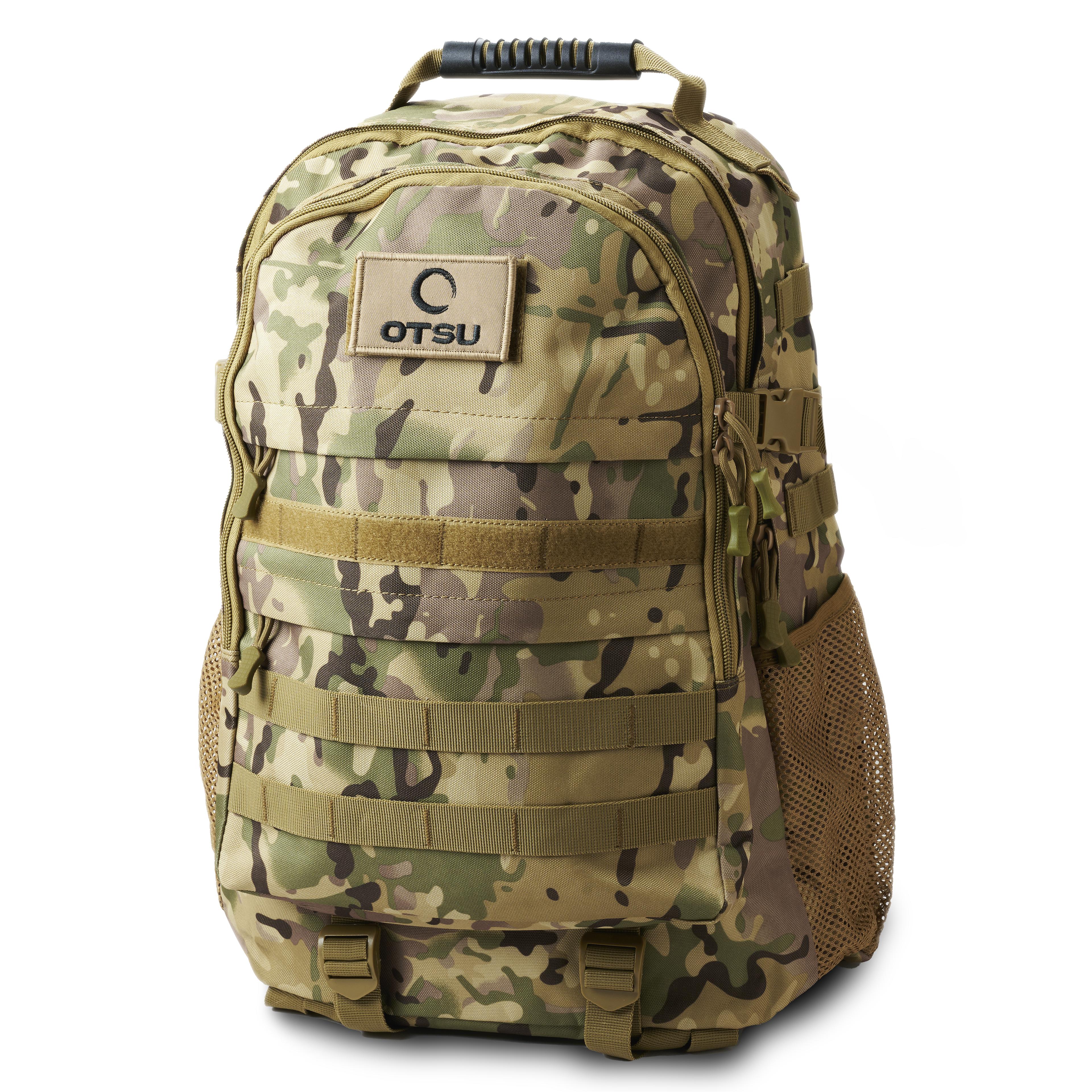 Expedition | Camouflagefarbener taktischer Rucksack mit 35 L Volumen und mehreren Fächern sowie Patch-Fläche Expedition | Camouflagefarbener taktischer Rucksack mit 35 L Volumen und mehreren Fächern sowie Patch-Fläche
