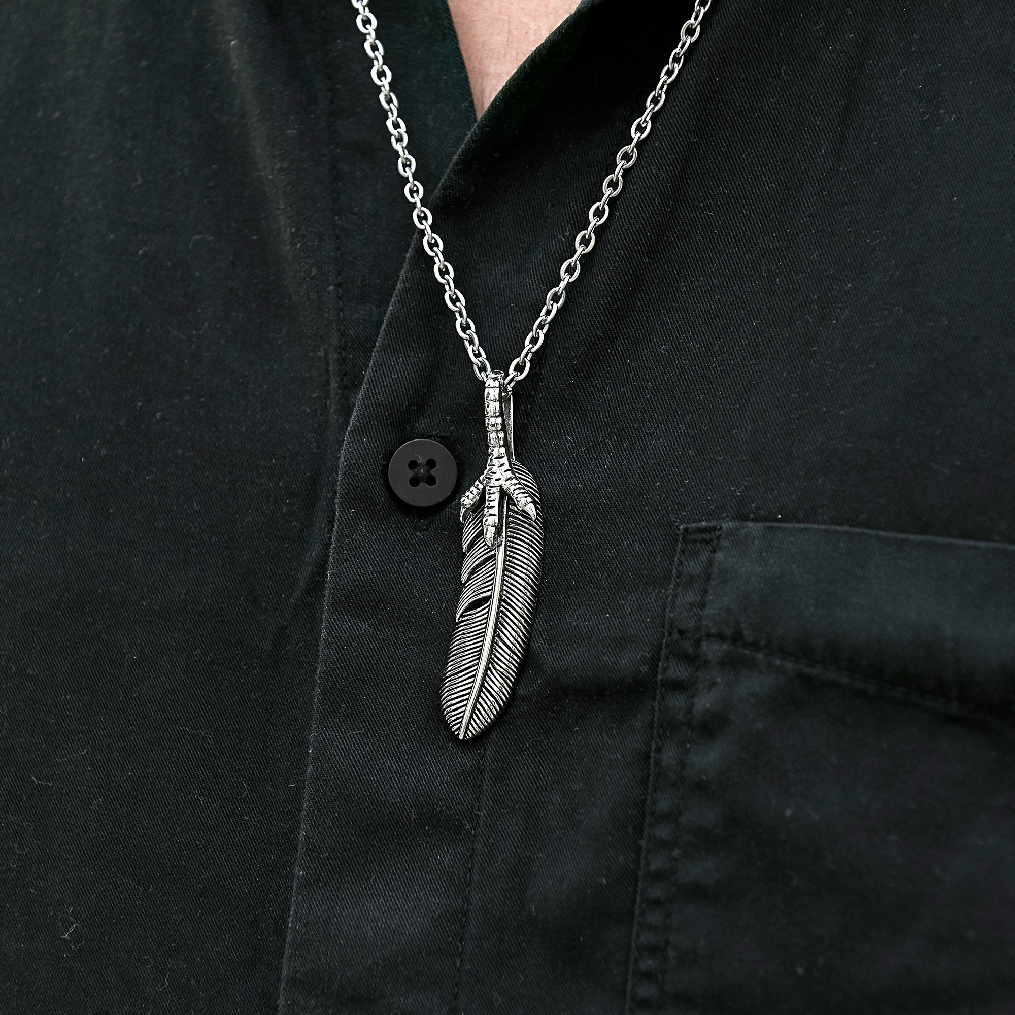 Mens feather sale necklace