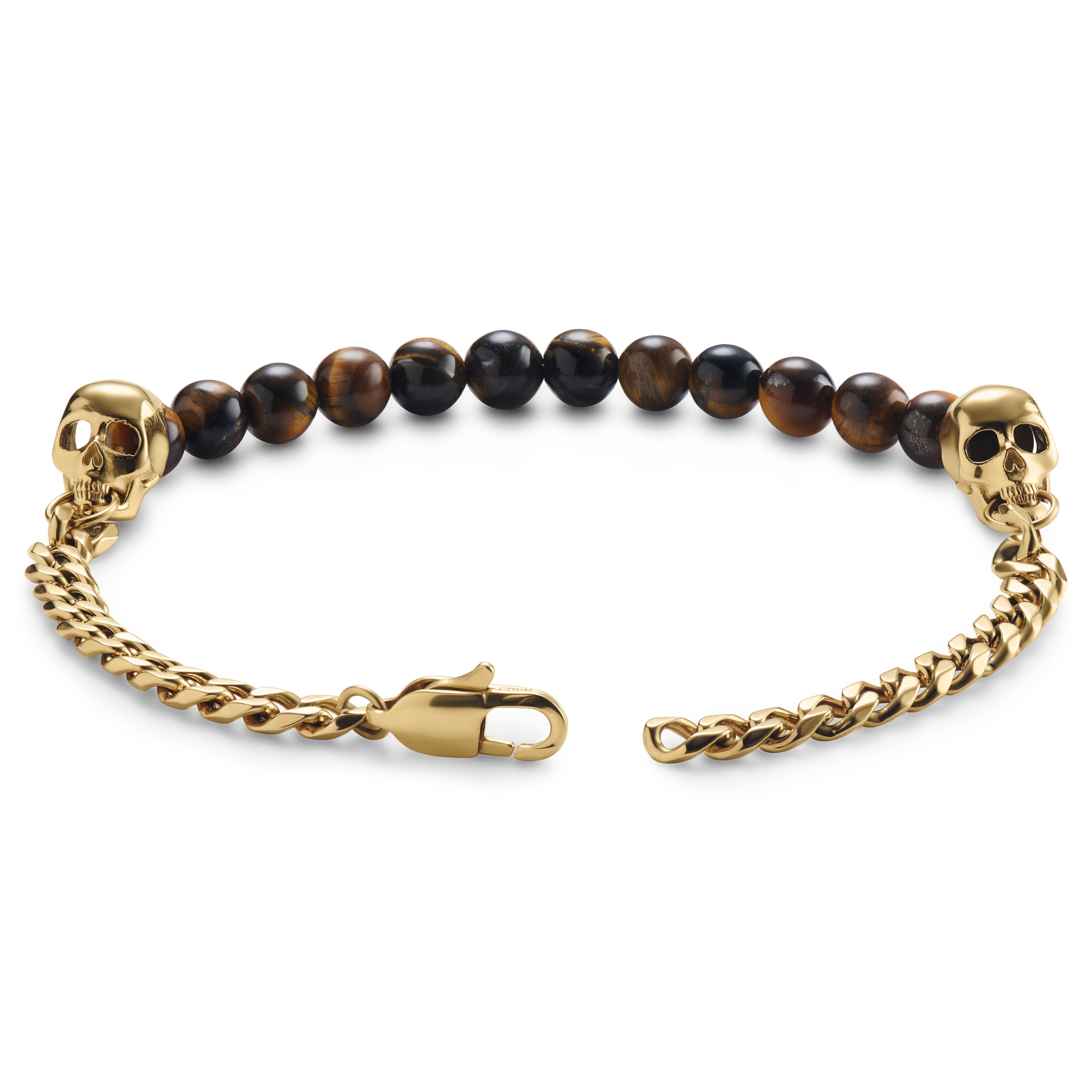 Aspero | Goldfarbenes Totenkopf-Tigerauge-Perlenarmband - 2