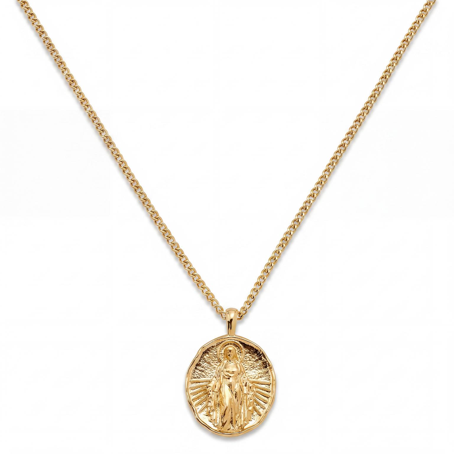 Mediterranean | 14K pozłacany naszyjnik z zawieszką Madonna Mediterranean | 14K pozłacany naszyjnik z zawieszką Madonna
