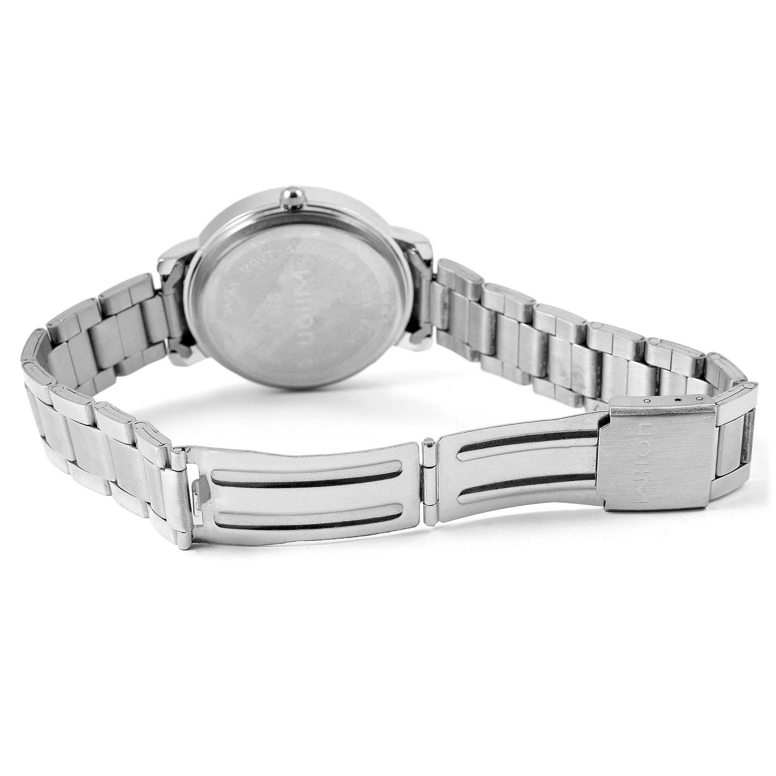 Silberne Edelstahluhr mit schwarzem Zifferblatt - 6