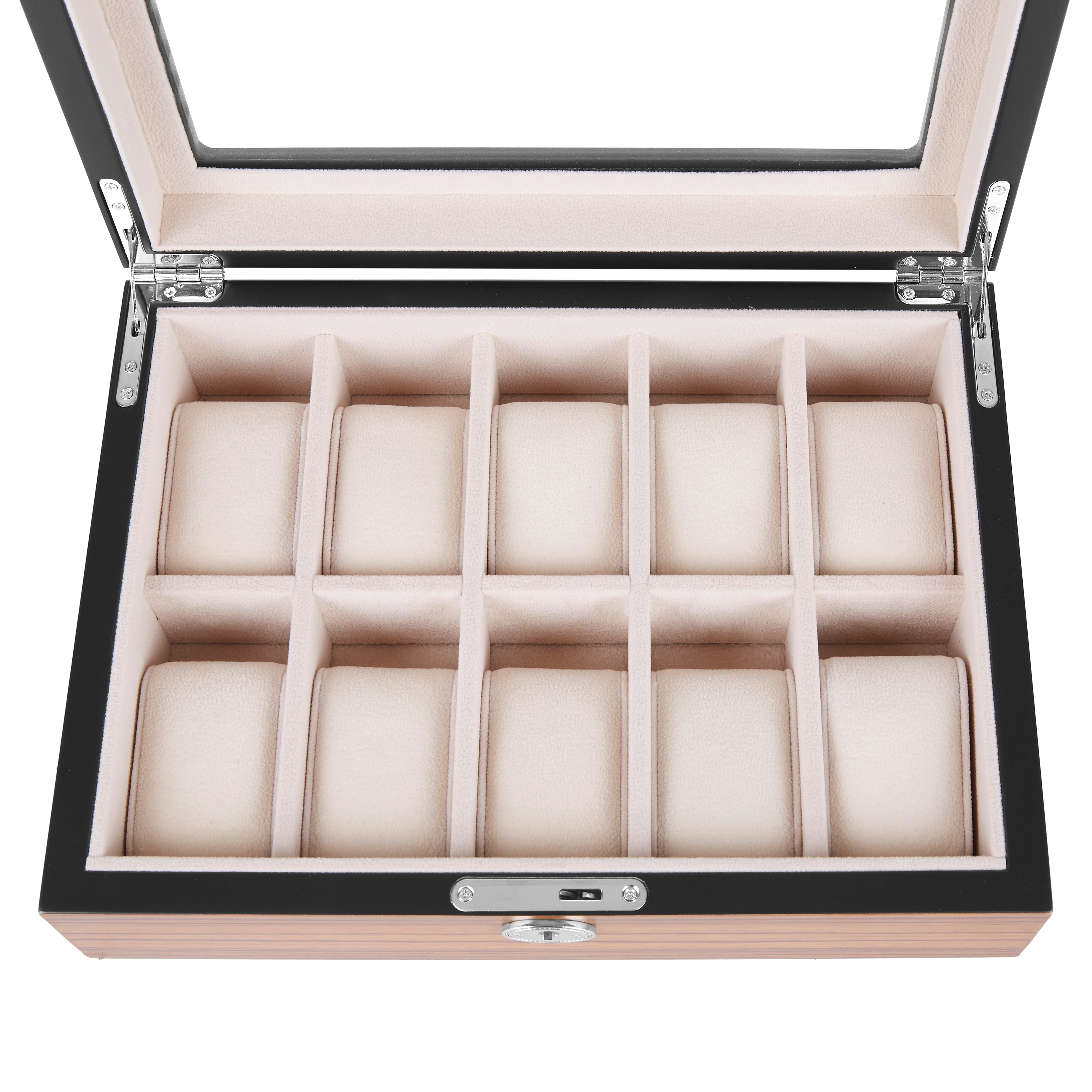 Låsbar Klocklåda i Zebraträ - 10 klockor - 4