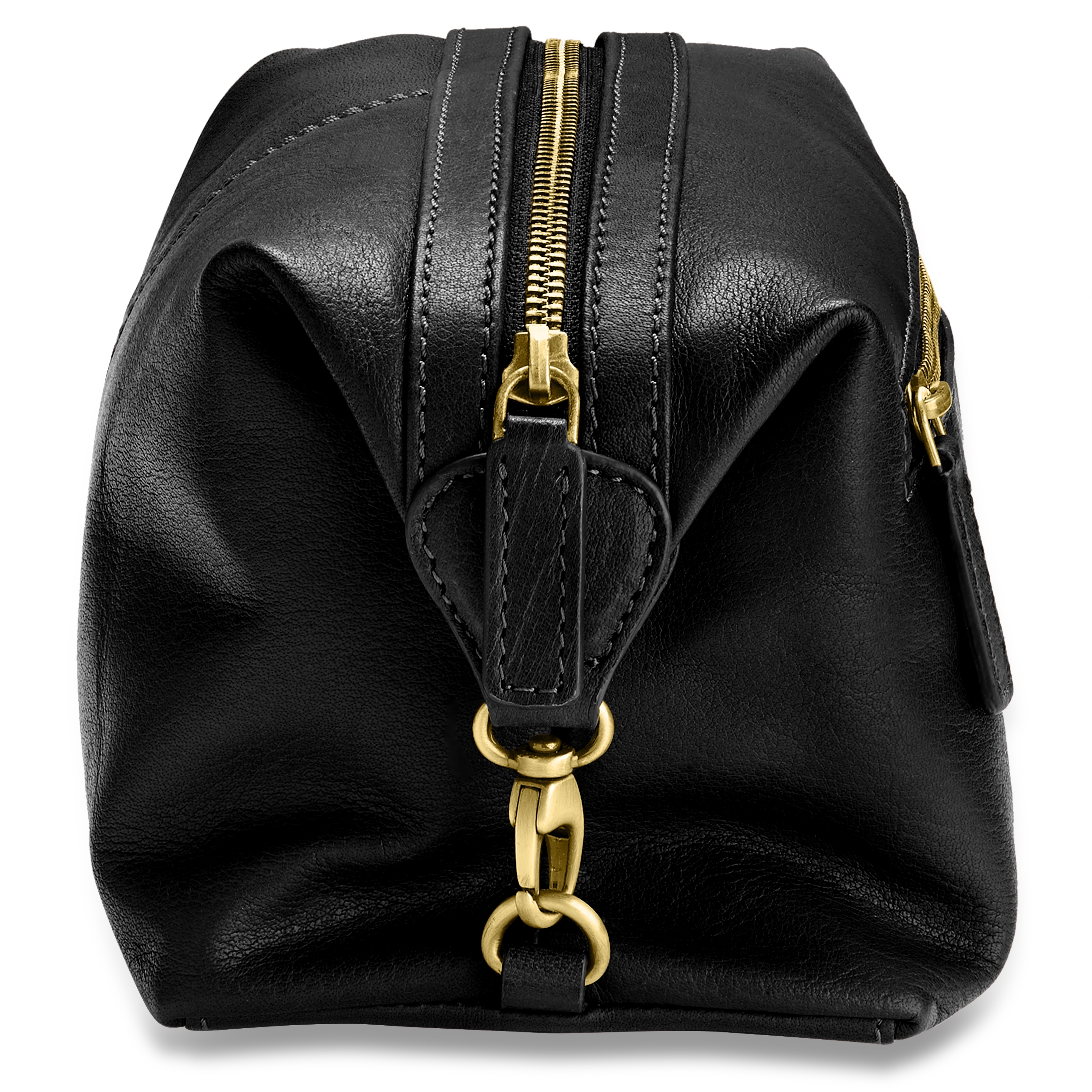 Черна тоалетна чантичка от пълнозърнеста биволска кожа - 3