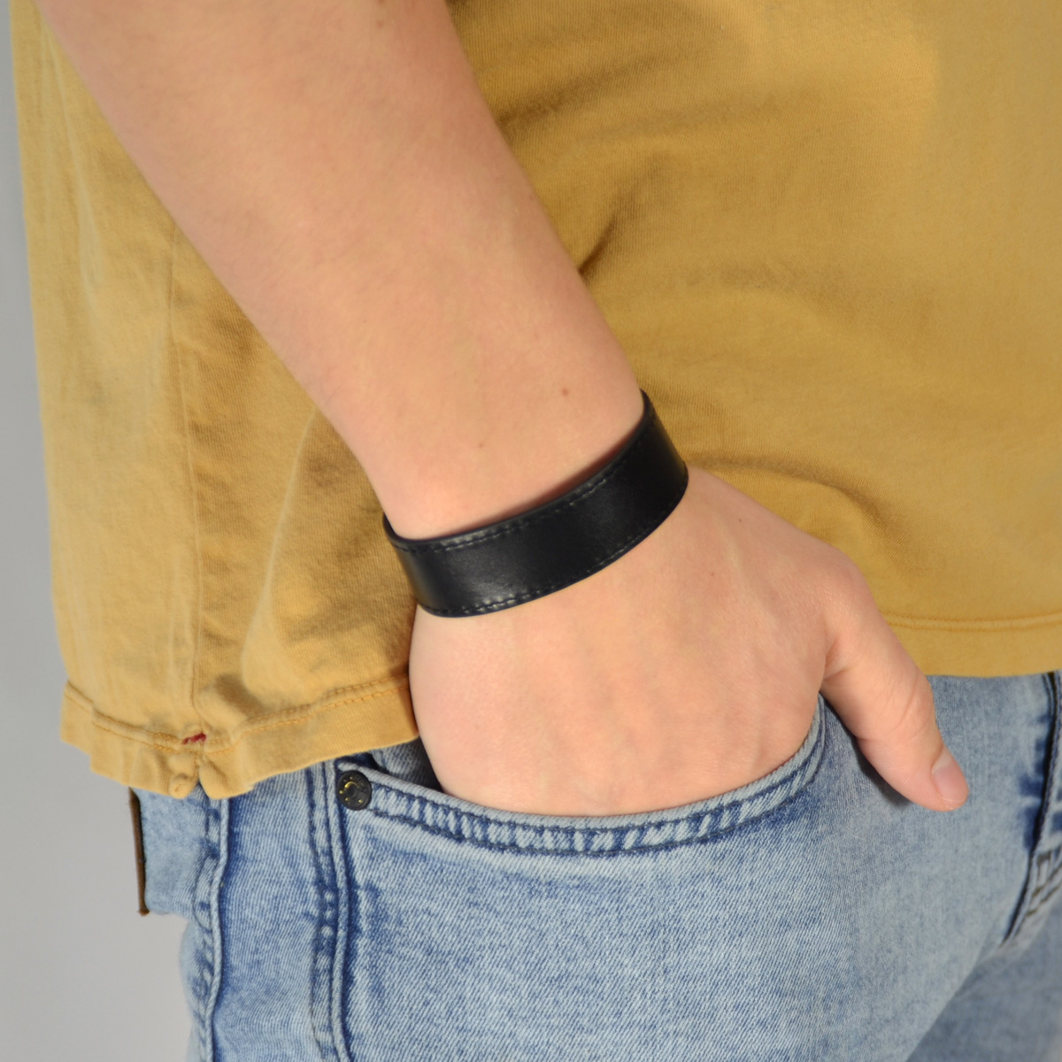 Lederarmband mit Stahlfront  - 3