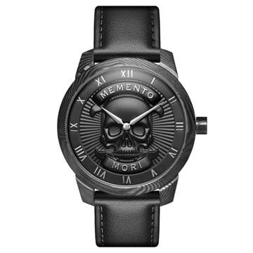 Memento Mori | Black Damascus Steel Skull Watch