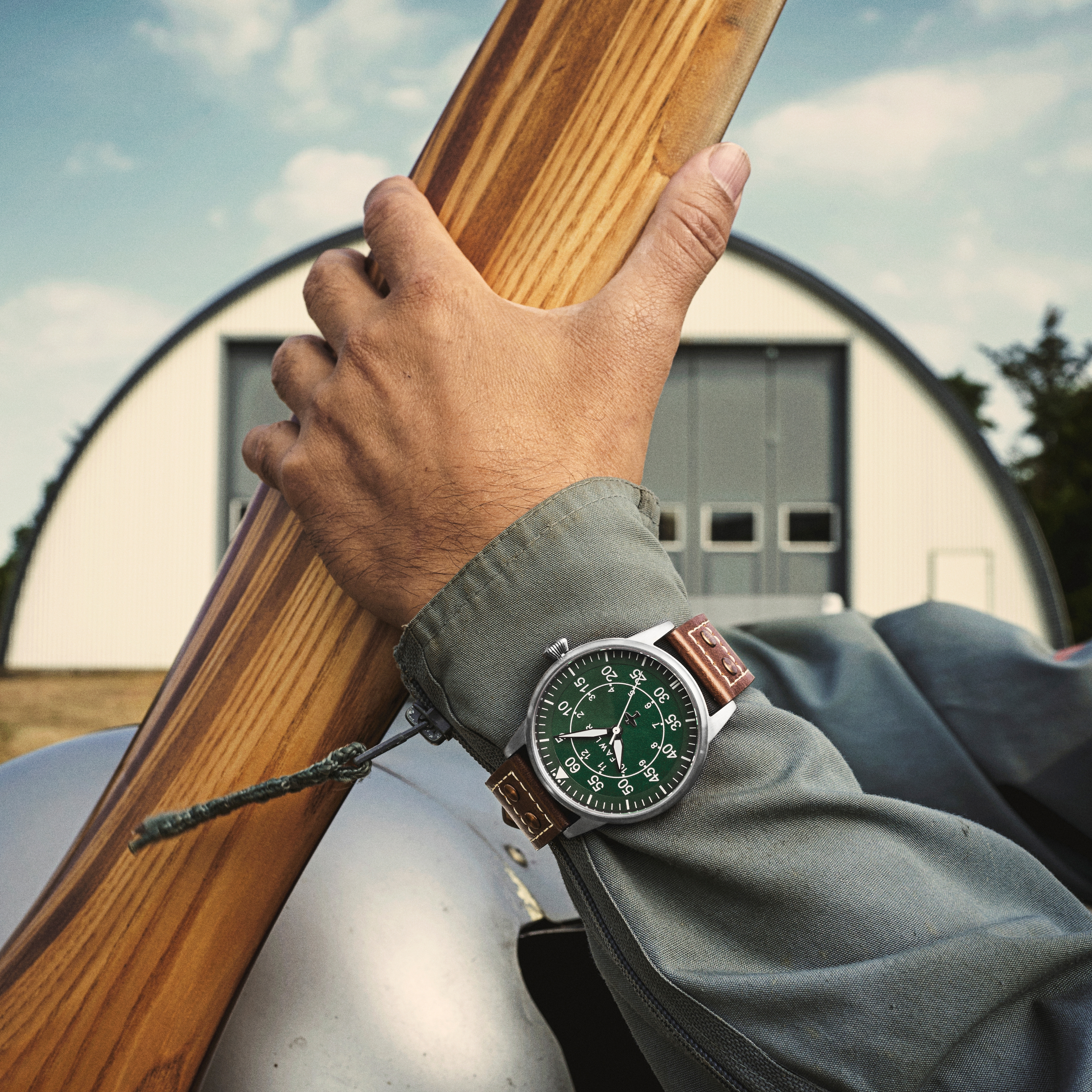 Apollo | Orologio da pilota in acciaio inossidabile verde e argento - 4