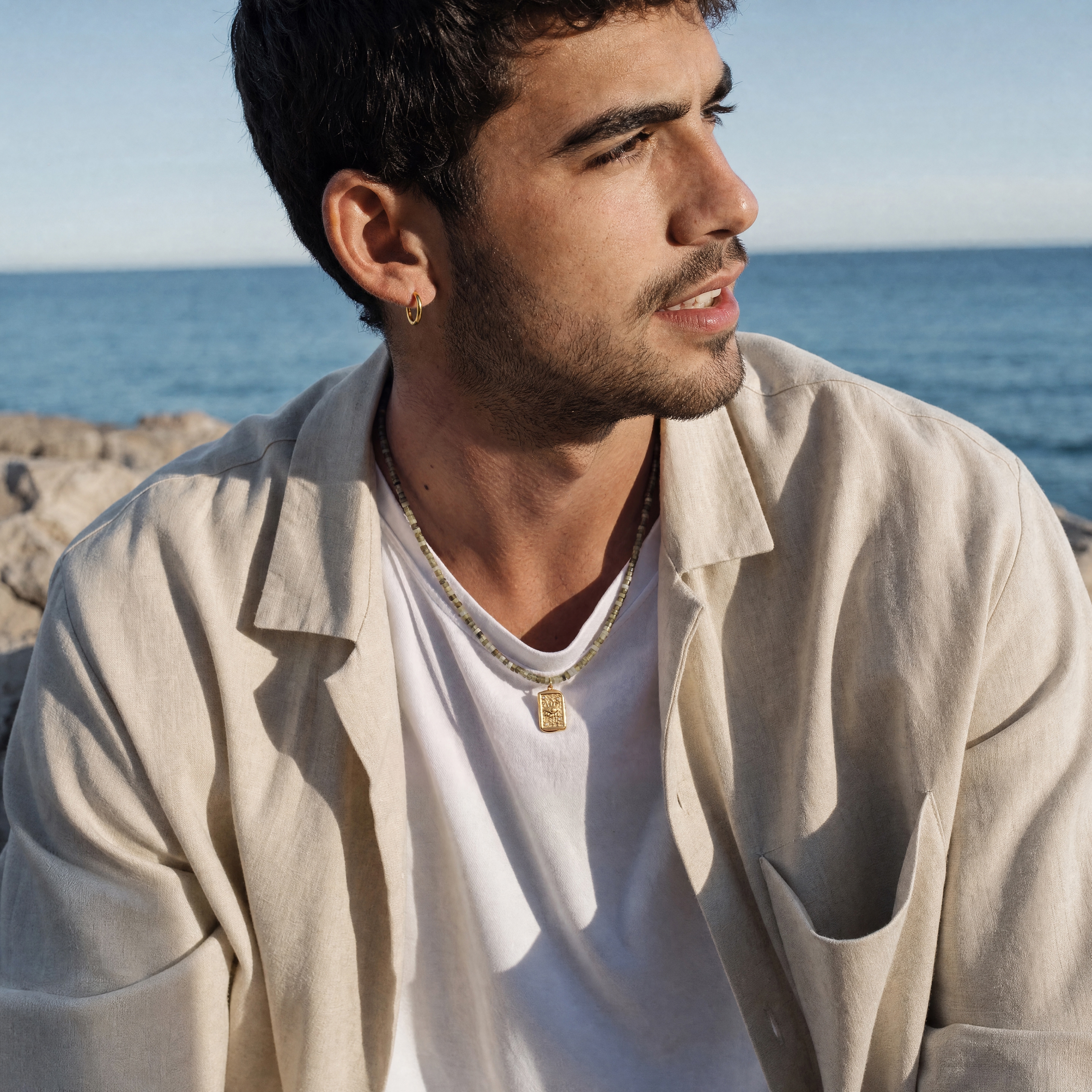 Mediterranean | Minimal Stone Beaded Charm Necklace - 3