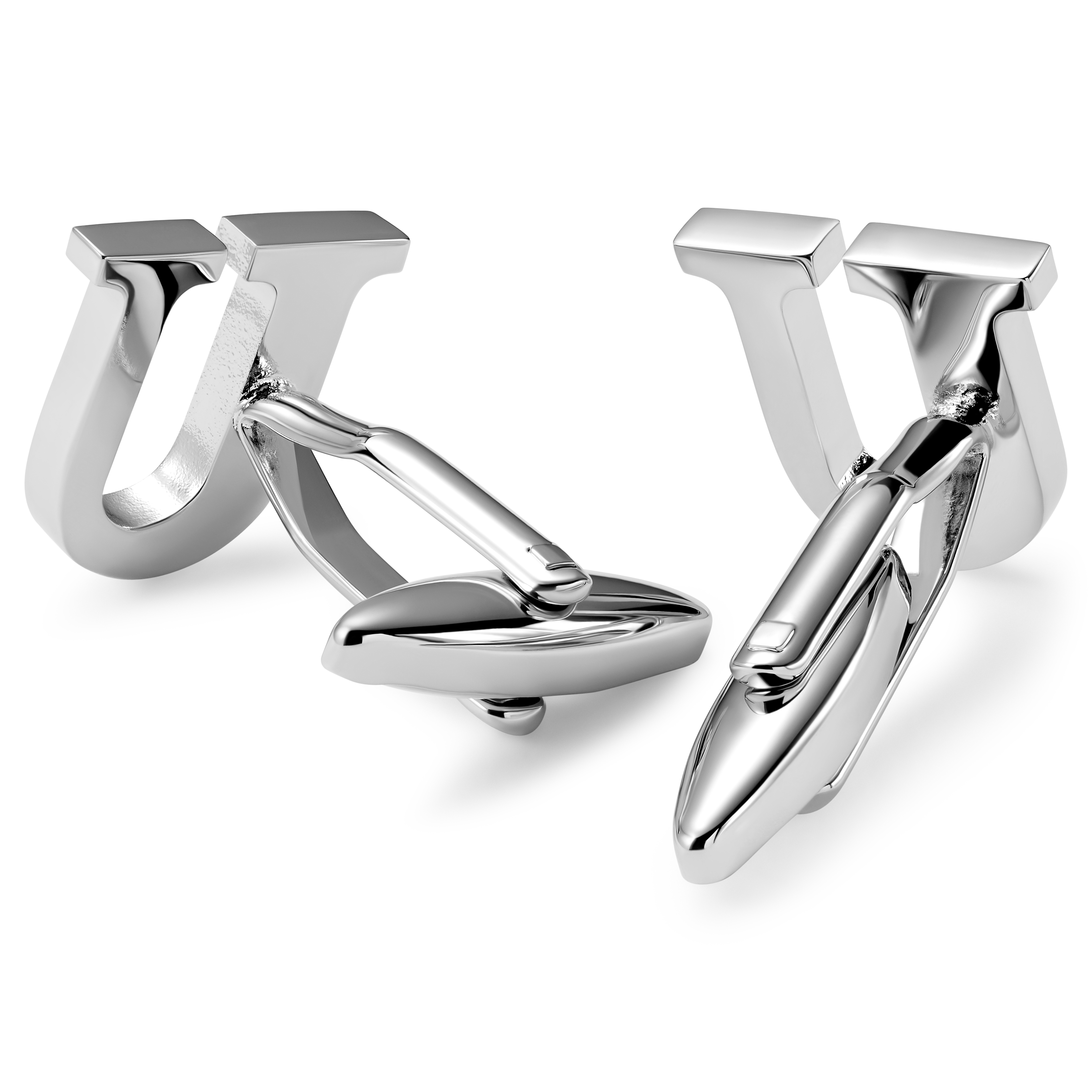 Manžetové knoflíčky s iniciálou U ve stříbrné barvě - 2