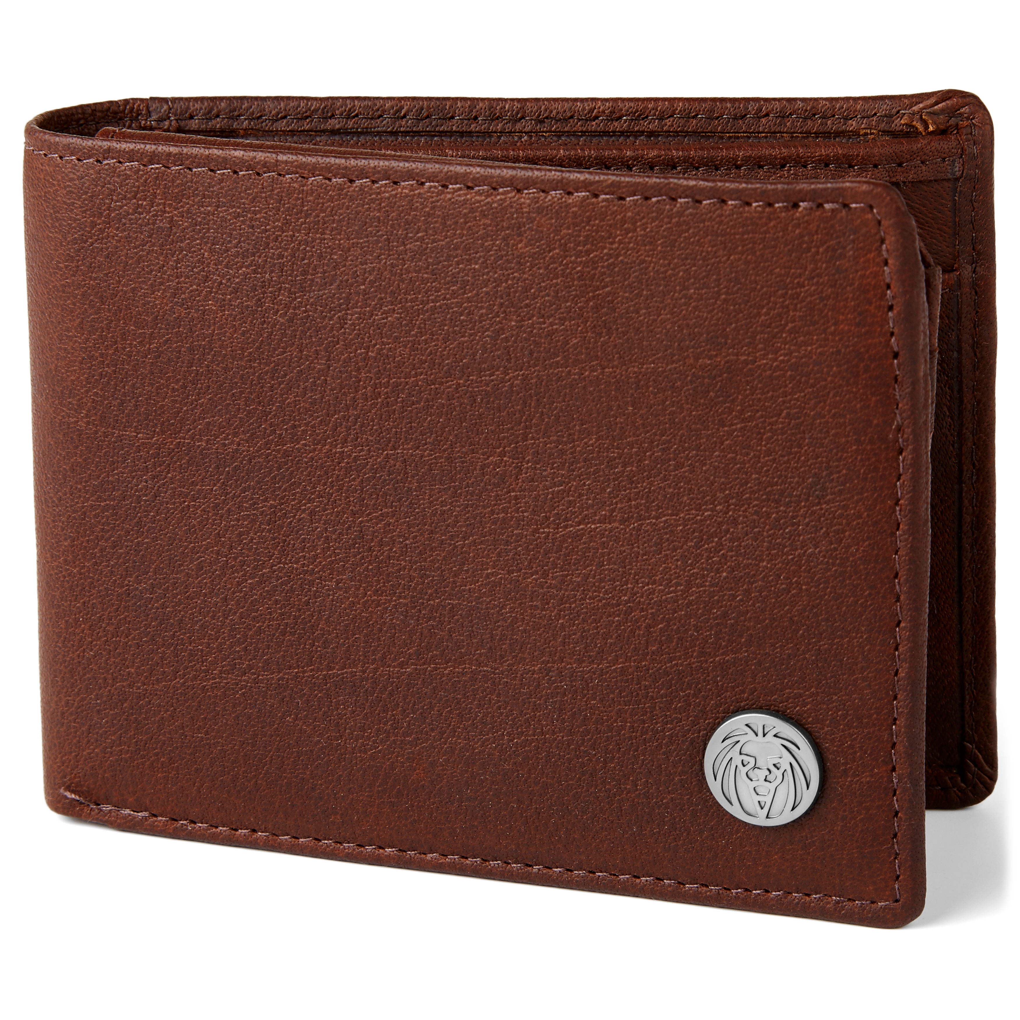 Cartera de cuero de pliegue doble rápido marrón Oxford - 1