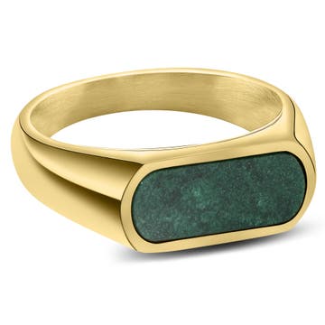 Orisun | Златист стоманен пръстен печат с африкански нефрит