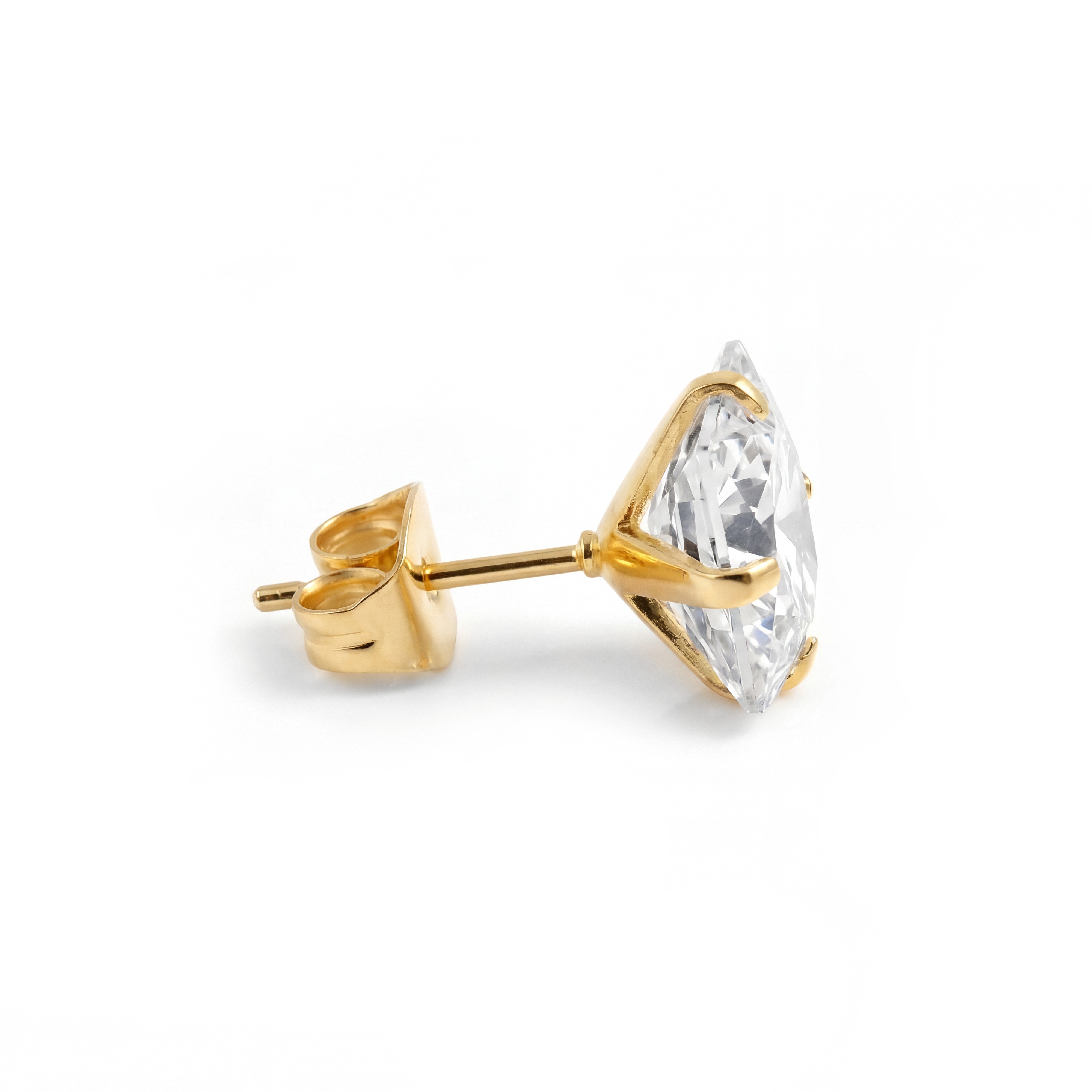 Lucid | 925 스털링실버 골드톤 6mm 스퀘어 지르코니아 스터드 귀걸이 - 2