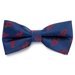 Navy Blue Pre-Tied Bow Tie with Lobsters