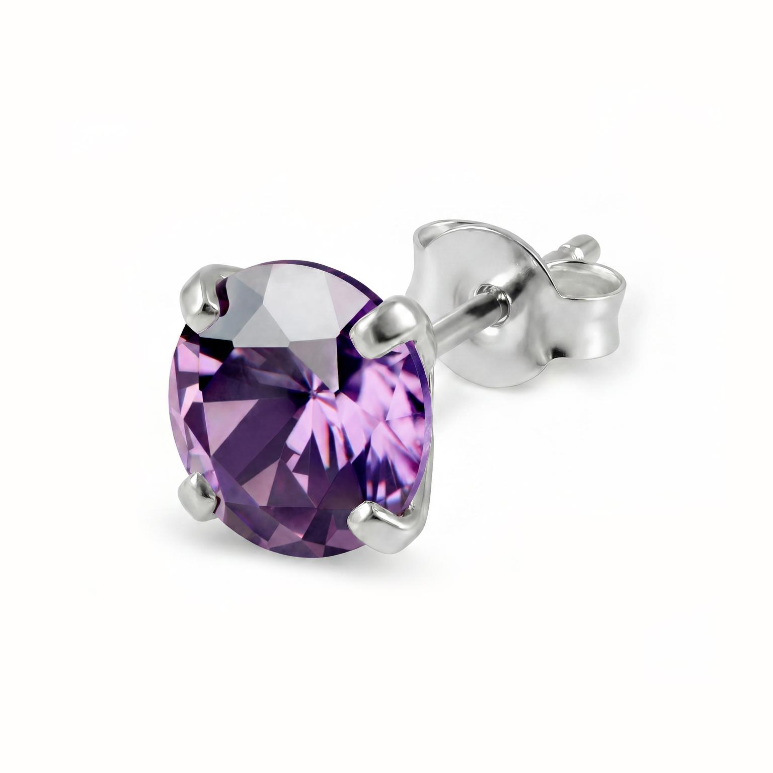 Lucid | 925スターリングシルバー ライトパープル 8mm ラウンド ジルコニア スタッズピアス Lucid | 925スターリングシルバー ライトパープル 8mm ラウンド ジルコニア スタッズピアス