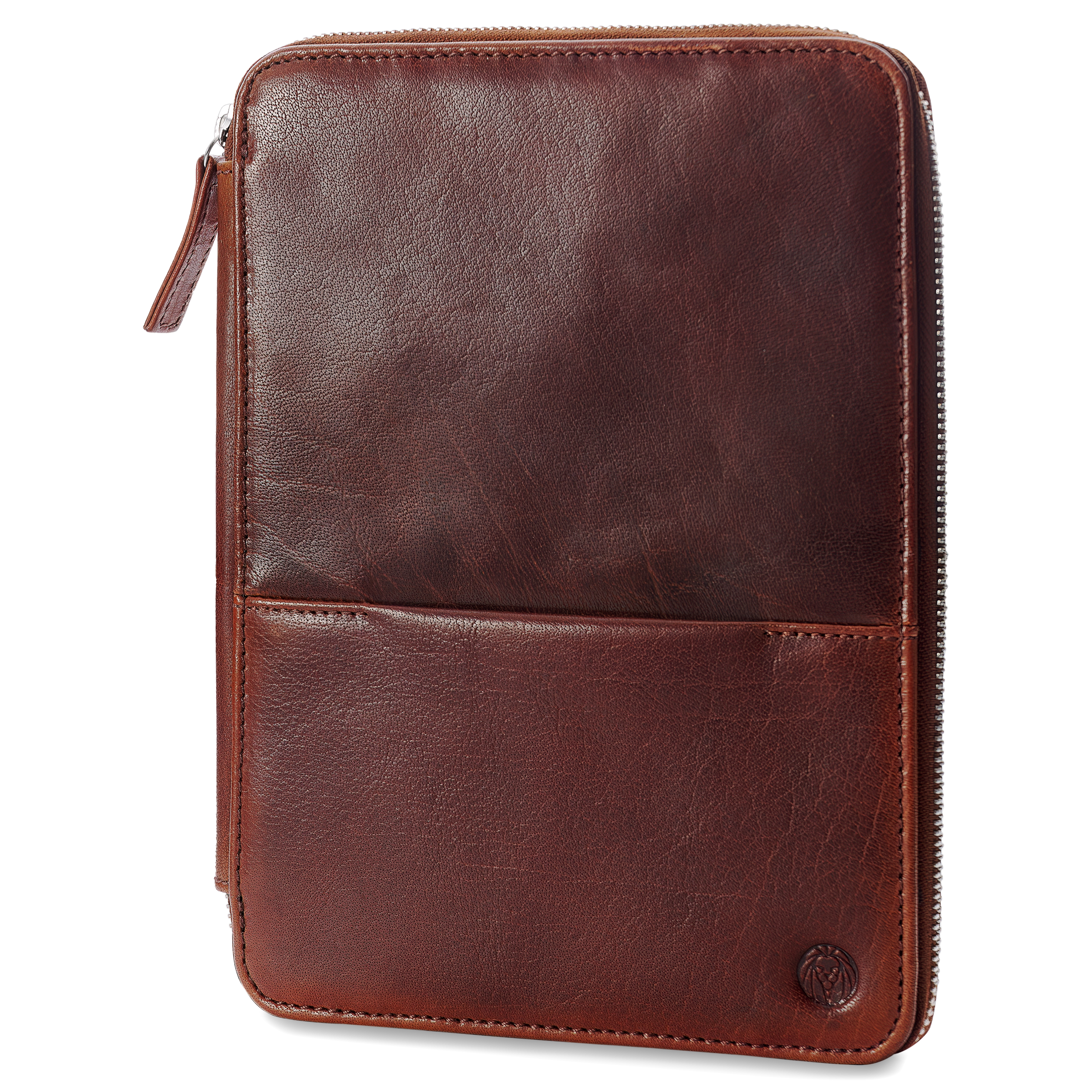 Copertă reutilizabilă din piele de bivol cafenie pentru caiet sau jurnal cu fermoar - 2