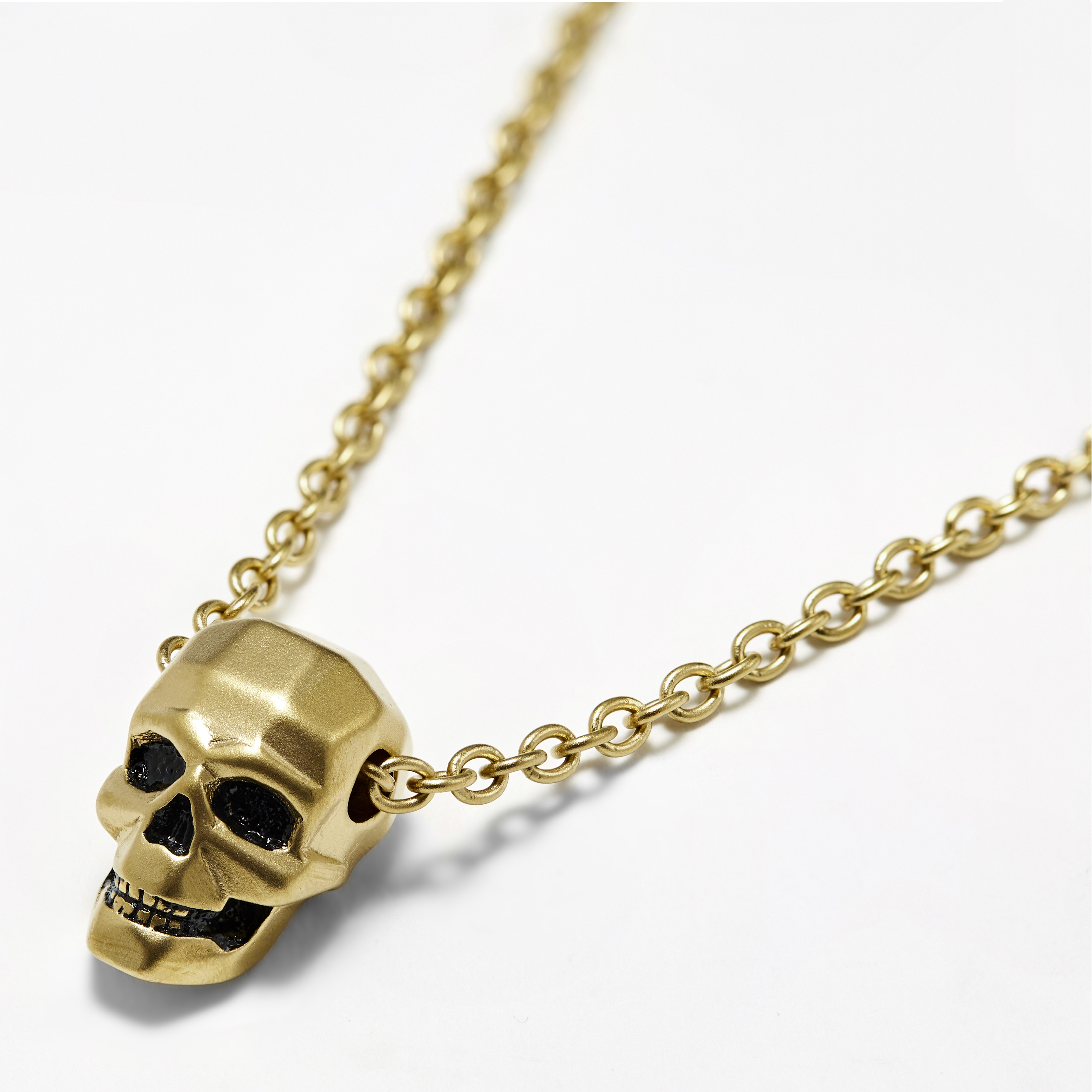 Gold-Tone & Black Skull Cable Chain Necklace - 2