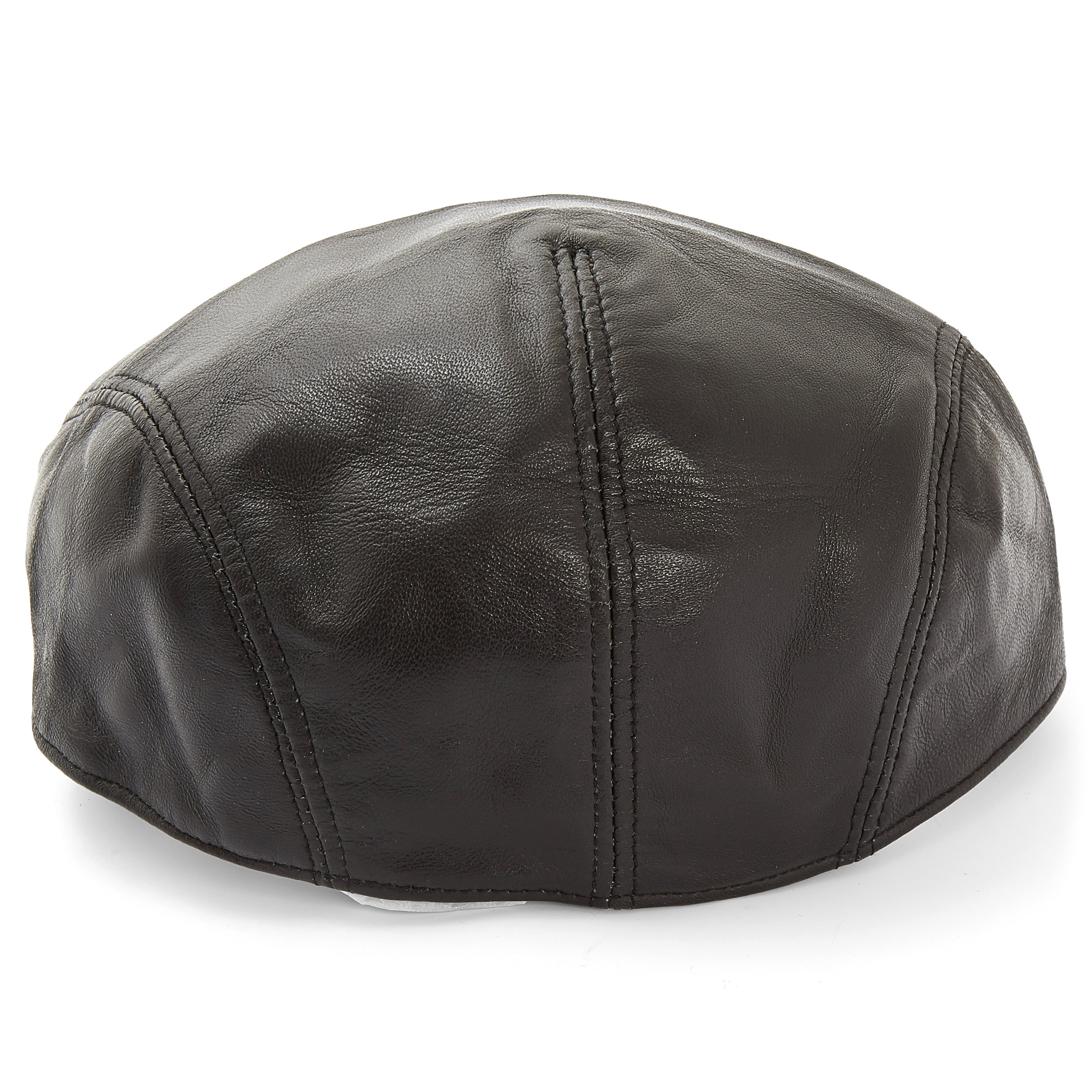 Gorra plana de cuero negro - 2