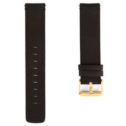 Black & Gold-Tone Watch Strap with Black Stitches