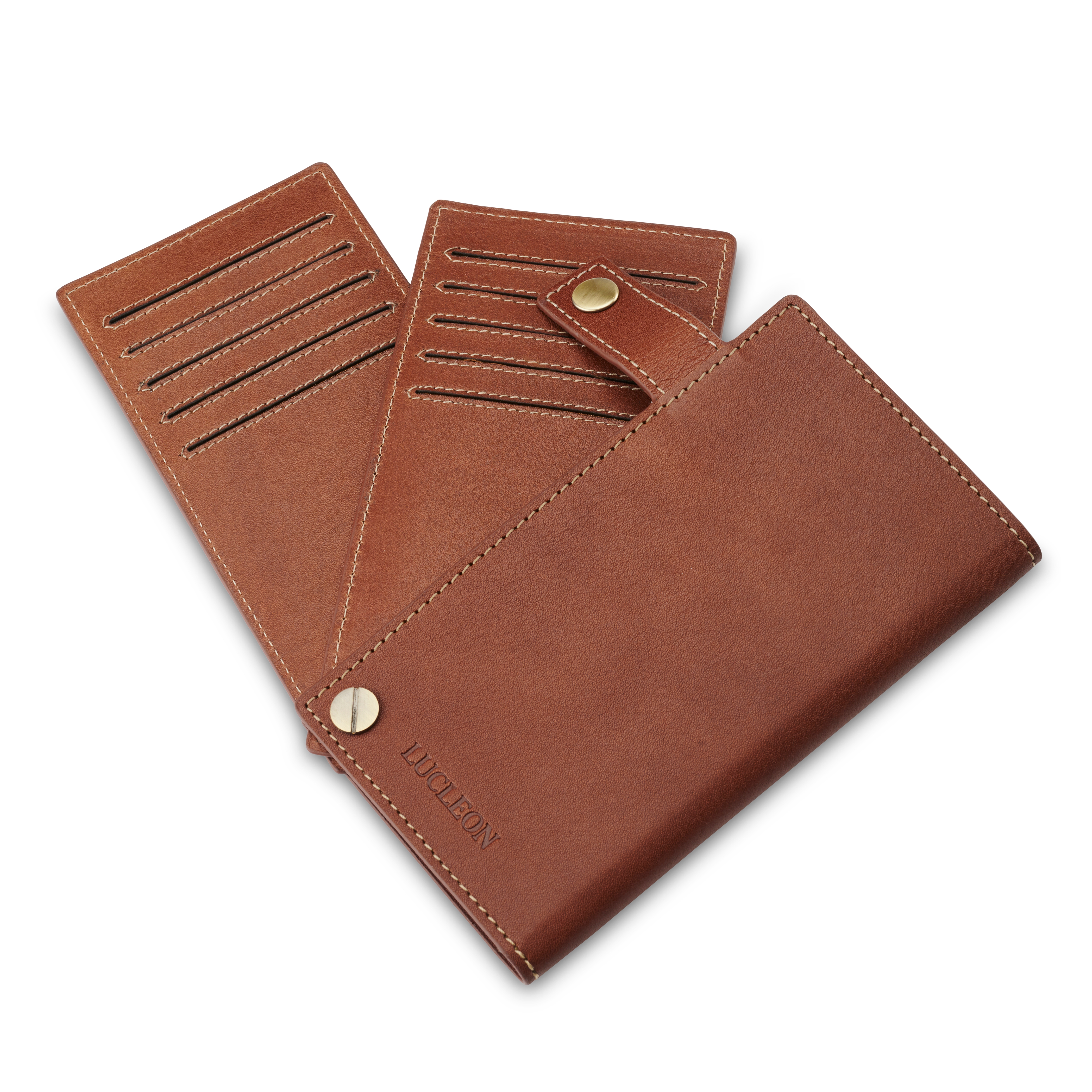 Portacarte Fletcher in pelle marrone chiaro - 2