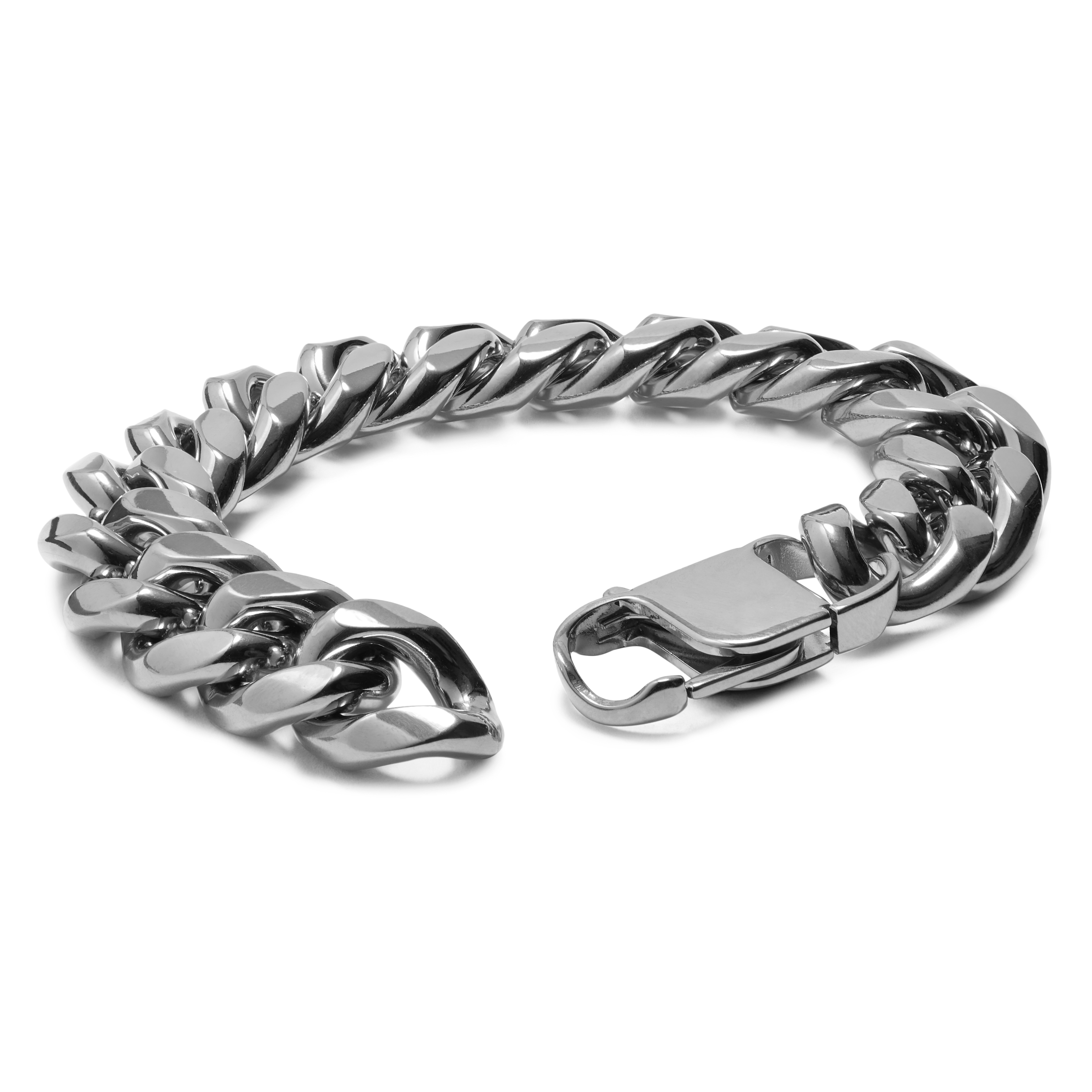 16 mm Silver-Tone Steel Chain Bracelet - 2