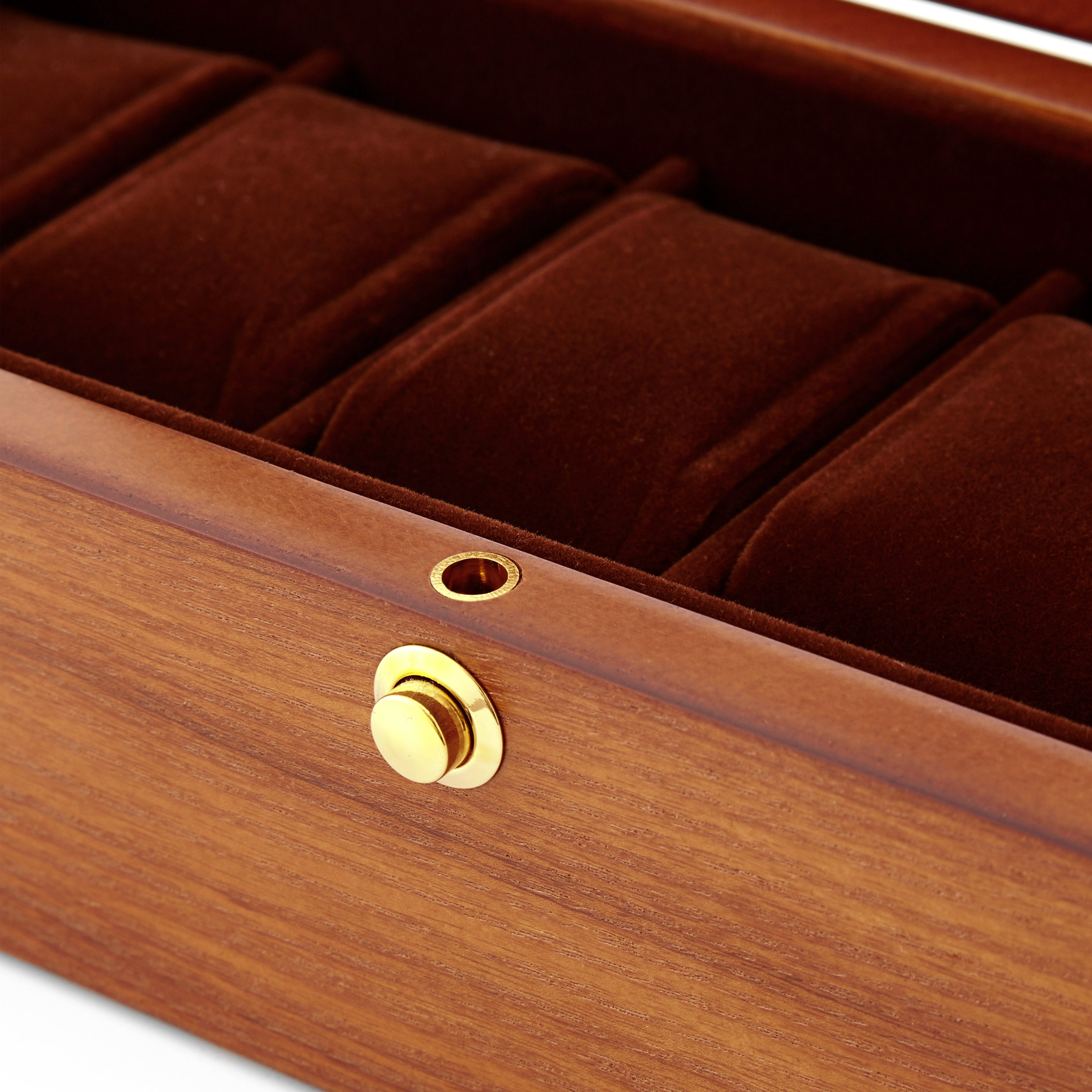 Кафява кутия с фурнир от ясен за 6 часовника - 4