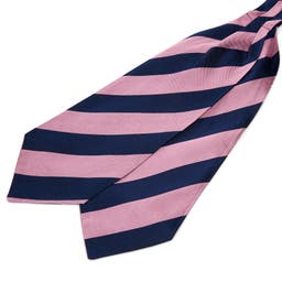 Navy Blue & Pink Striped Silk Cravat