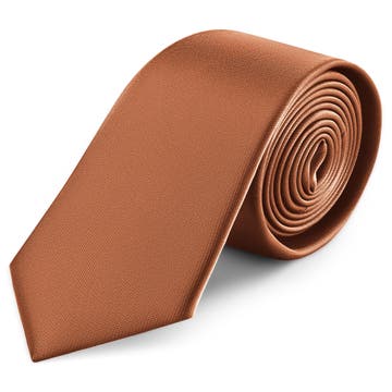 Konyakszínű szatén nyakkendő - 8 cm