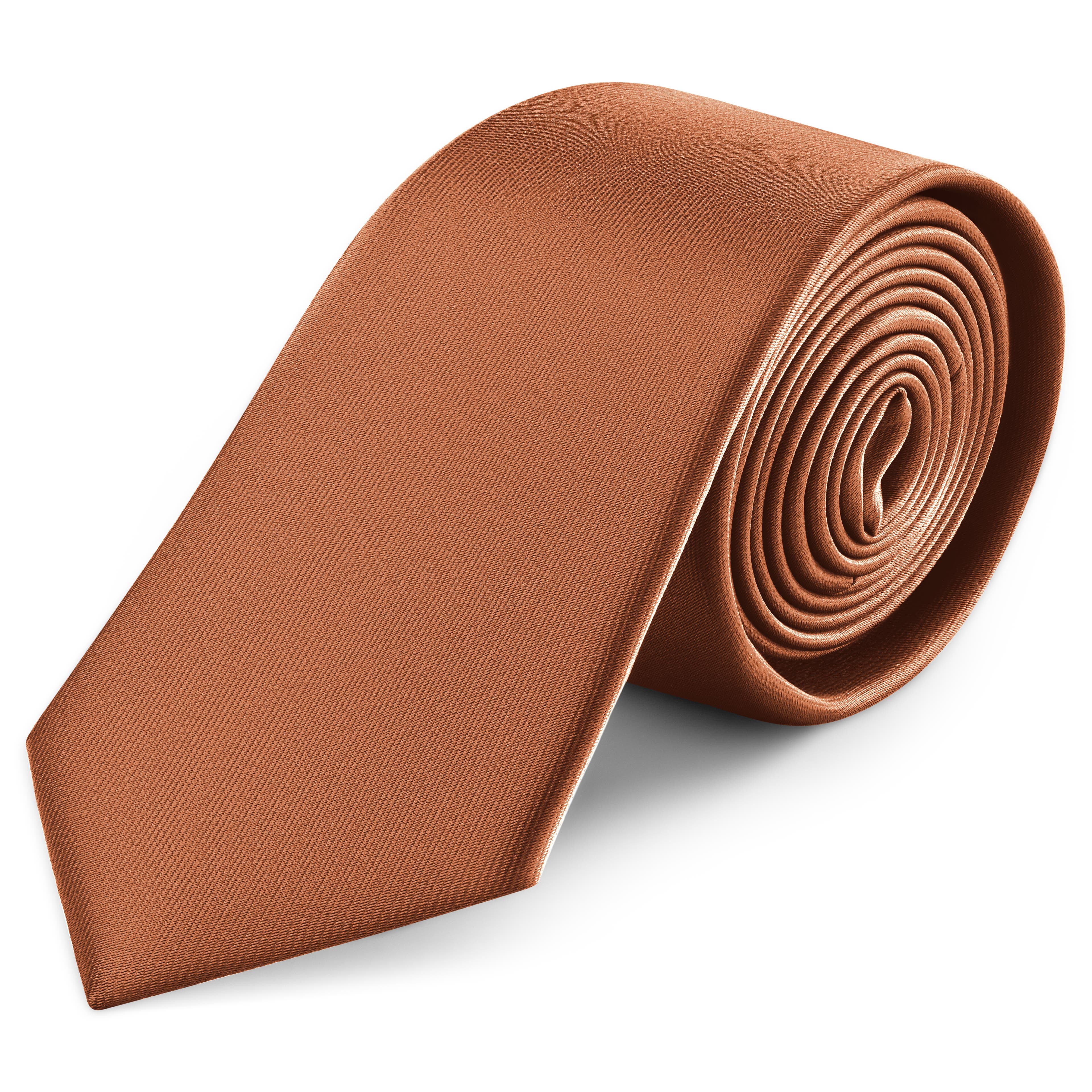 Corbata de satén color coñac de 8 cm