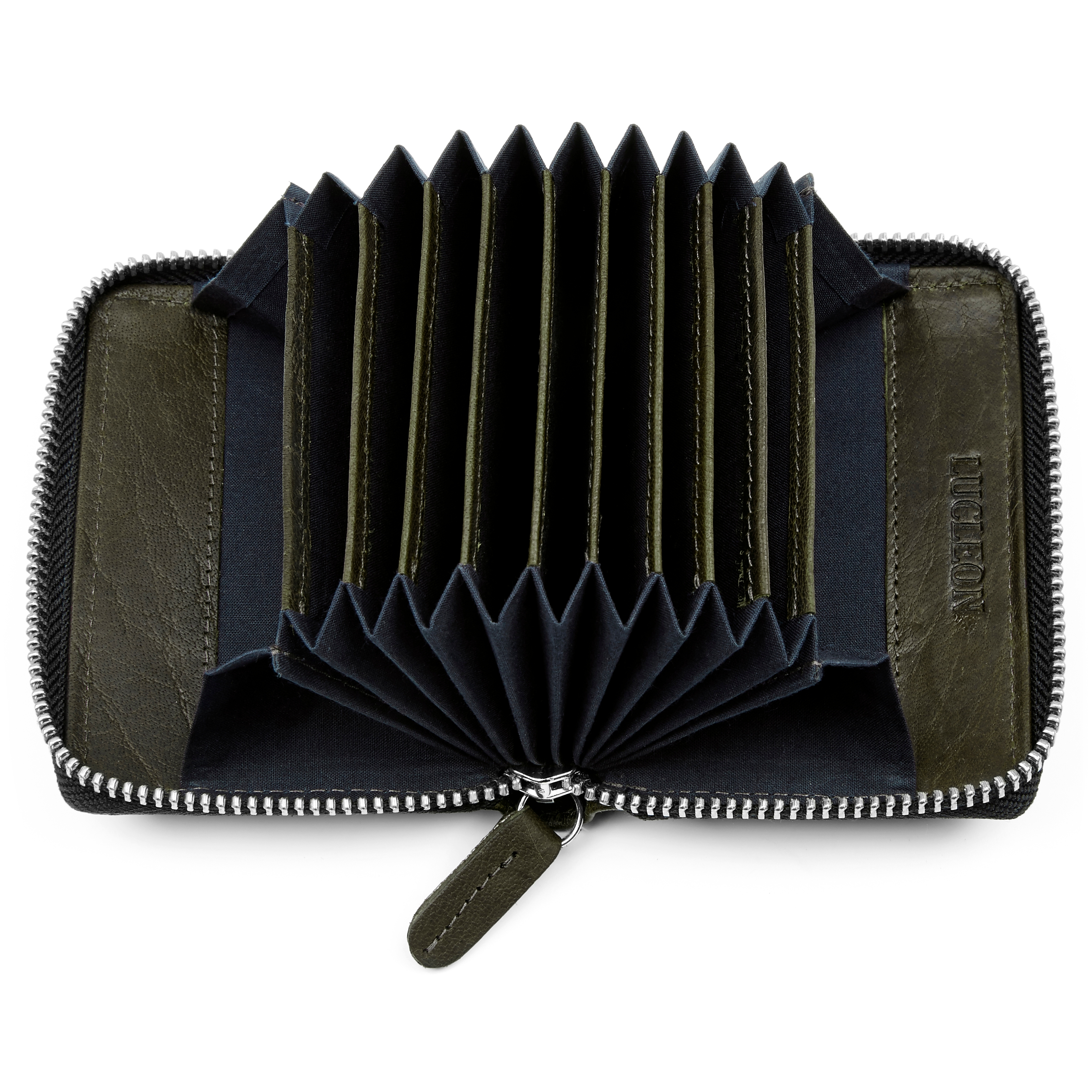 Olivenfarvet RFID Kortholder i Bøffellæder - 2