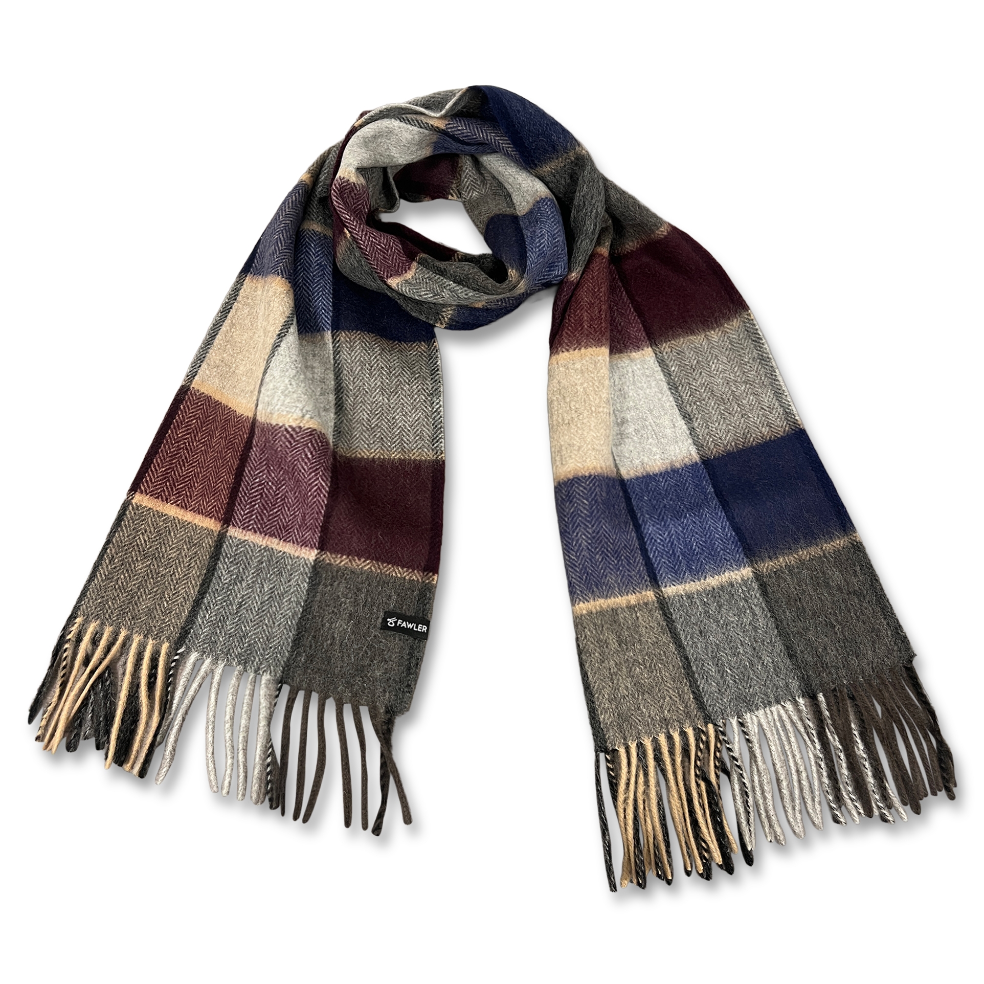 Aurora | Vlnený károvaný šál modrý & sivý