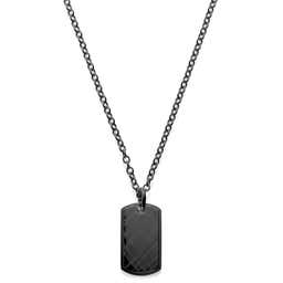 Gunmetal Stainless Steel With Scratch Dog Tag Cable Chain Necklace