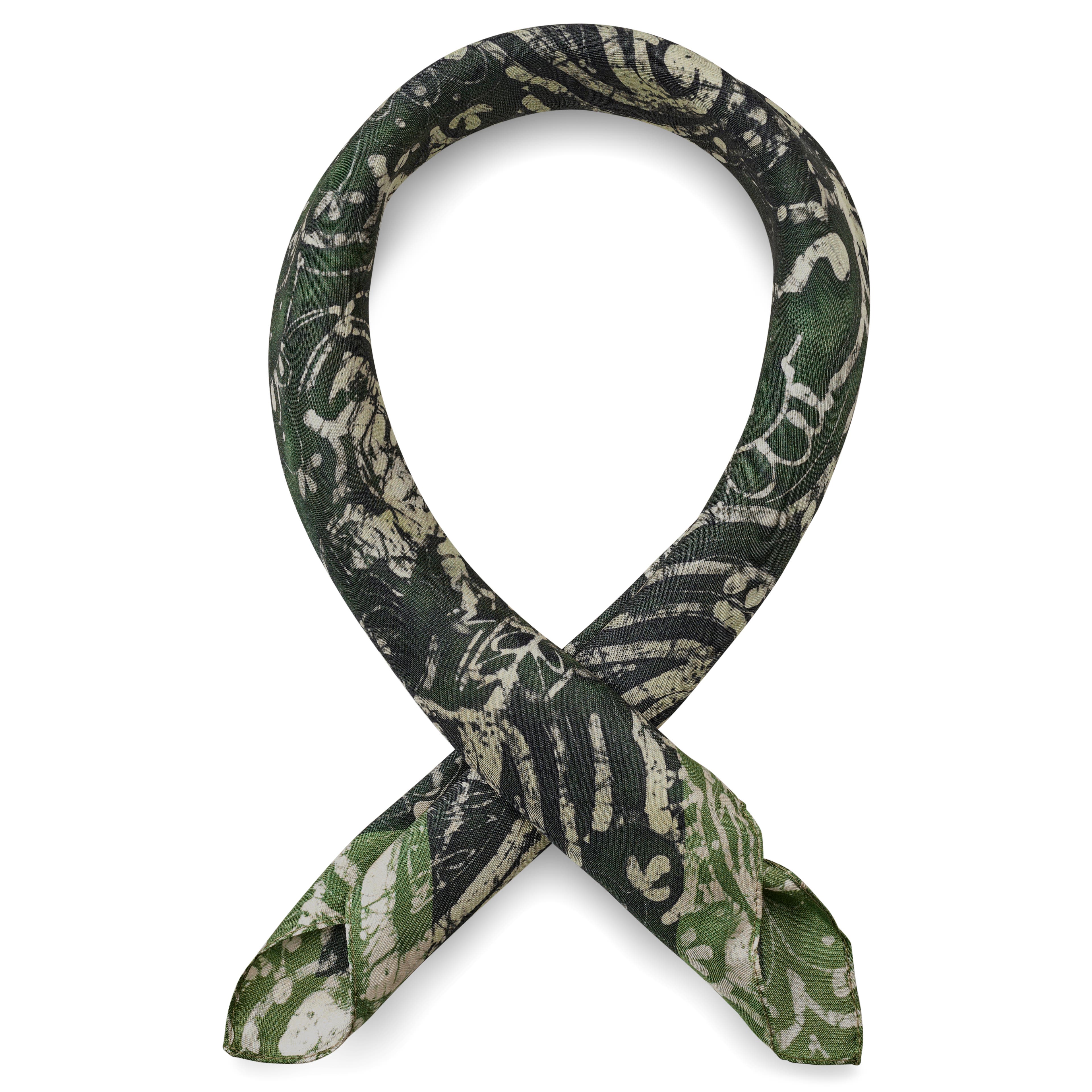 Virtuo | Foulard en soie à motifs cachemire vert foncé Virtuo | Foulard en soie à motifs cachemire vert foncé