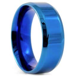 Blue Blank Angular Stainless Steel Ring