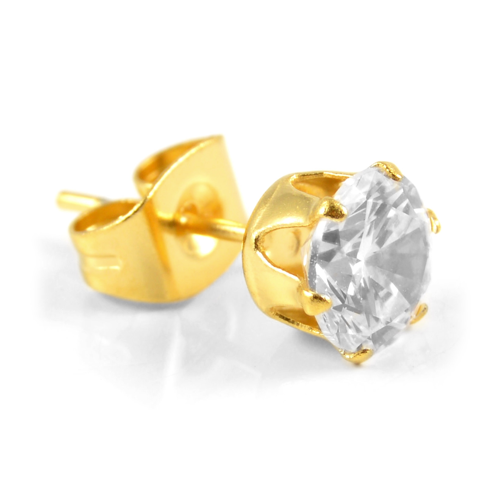 6mm Gull-farget Zirkon Ørepynt - 3