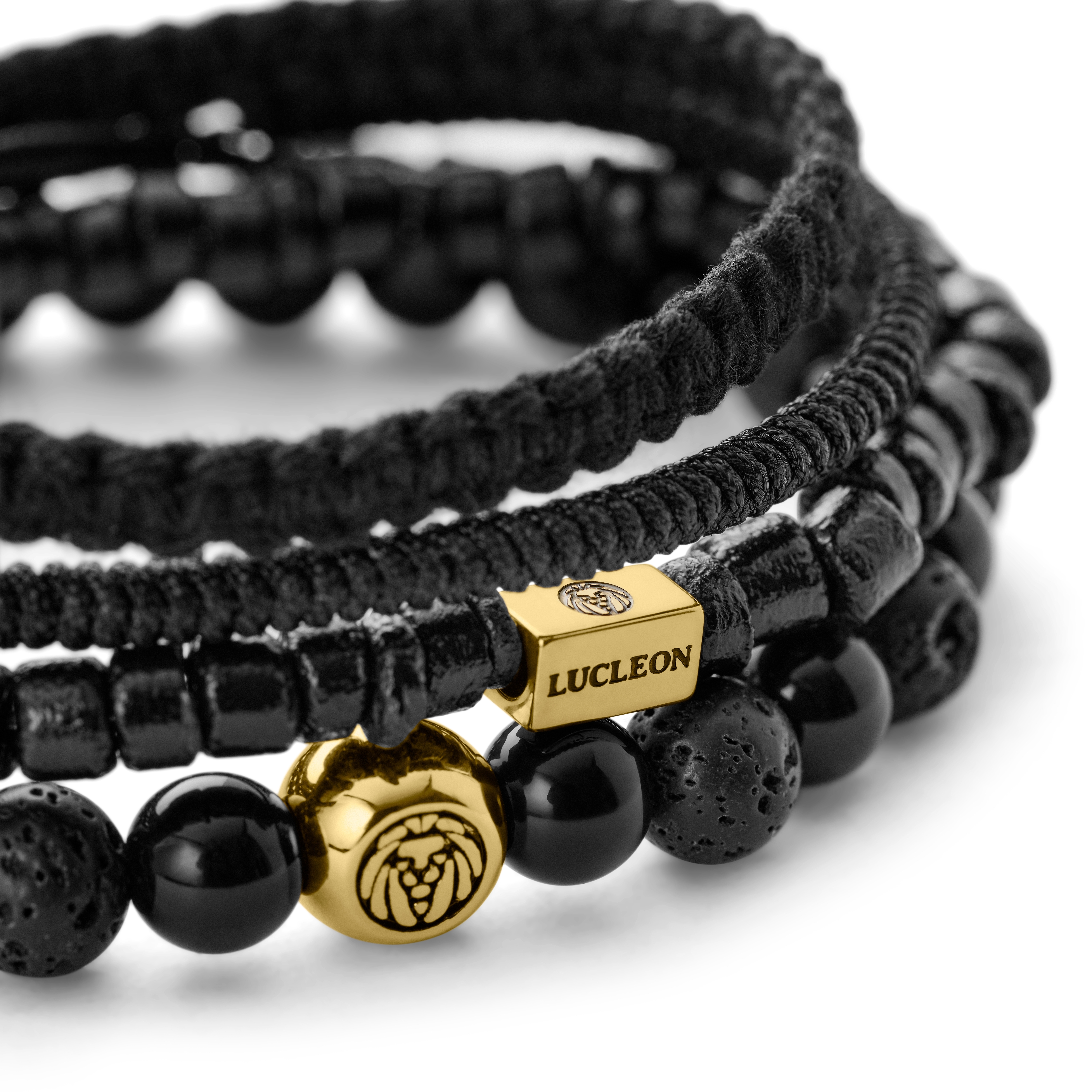 Armbånd av Lavastein, Onyks, Konostre og Gullbelagt Sterlig Sølv - 2