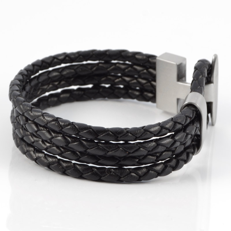4 Dobbelt Bolo Flettet Læderarmbånd - 2