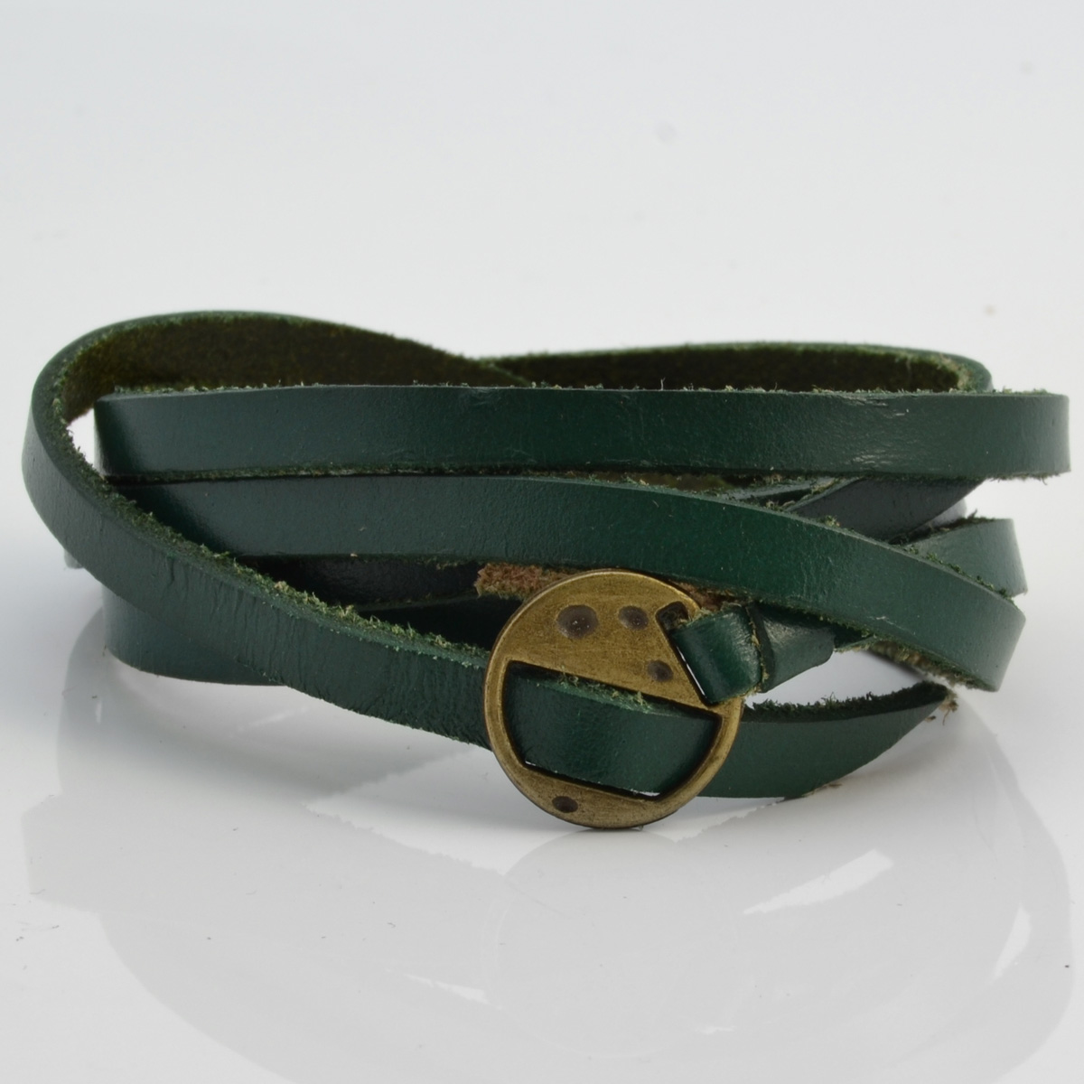 Grønt Justerbart Snoet Læderarmbånd - 2