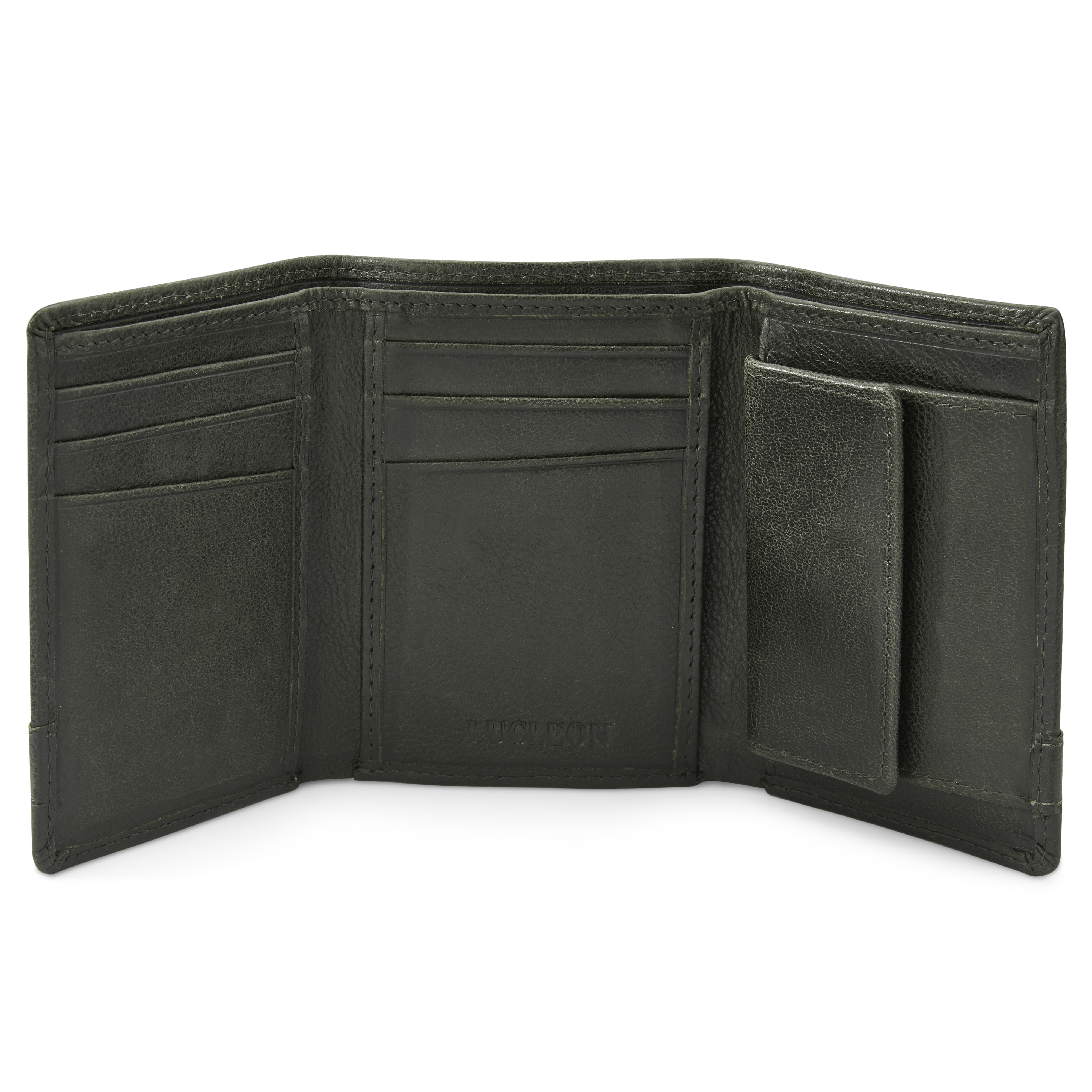 Cartera de cuero de triple pliegue en gris y marrón RFID Licio  - 4