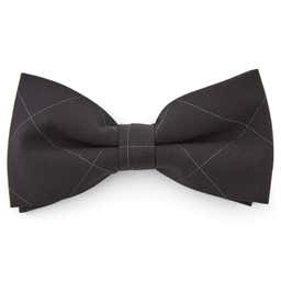 Black & White Chequered Cotton Pre-Tied Bow Tie