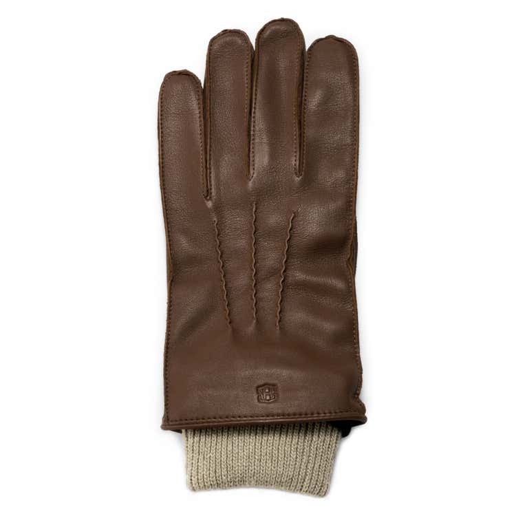 Back-Hand View: True Brown Sheepskin Leather Gloves