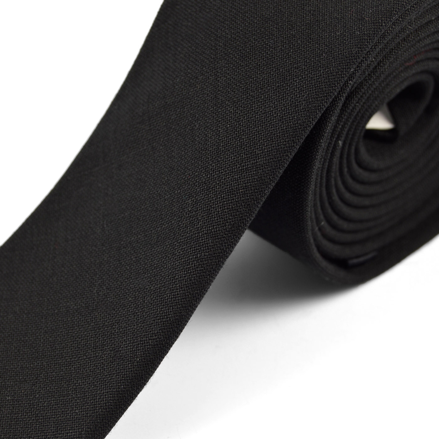 Black Slim Wool Tie - 3