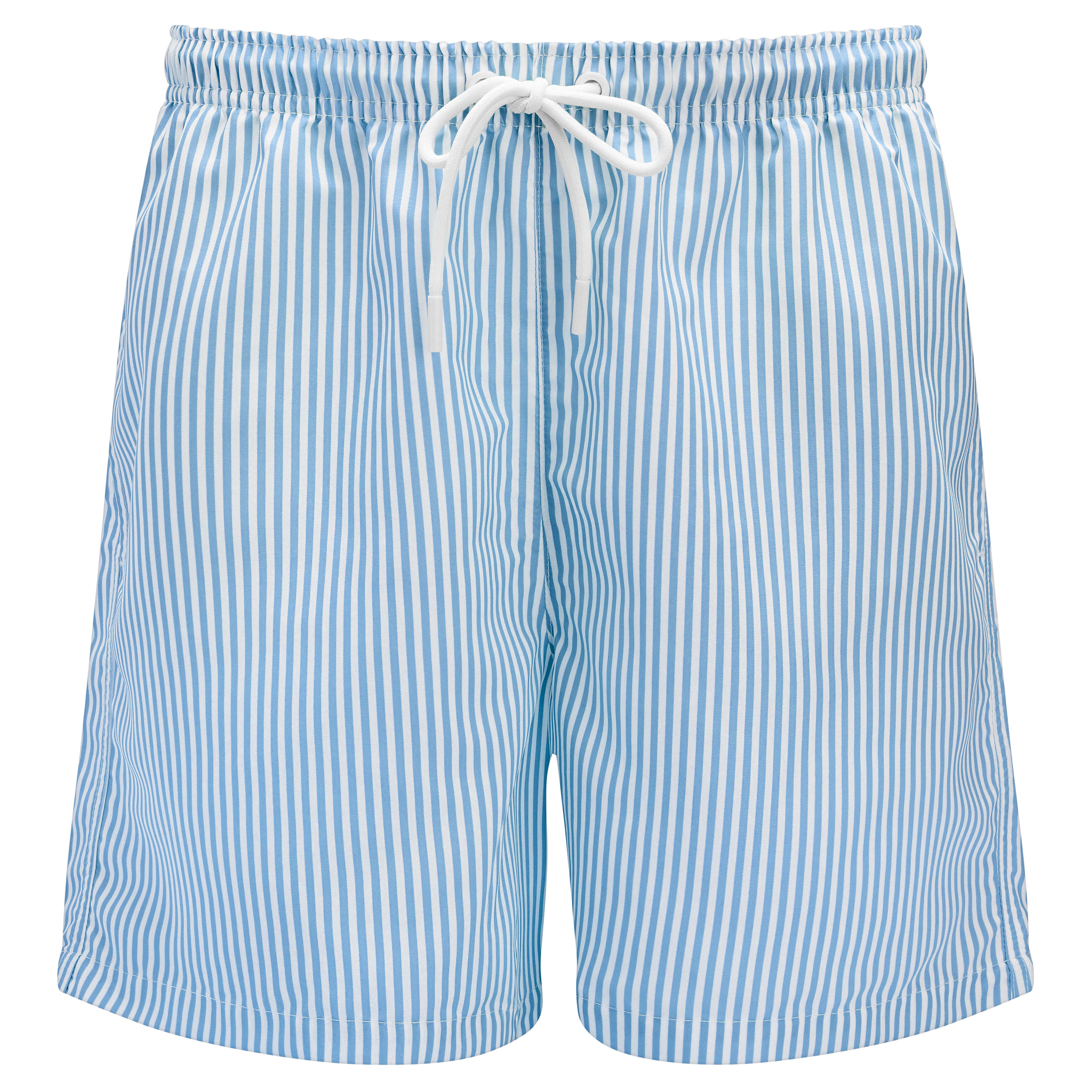 Striped Blue & White Swim Shorts Striped Blue & White Swim Shorts