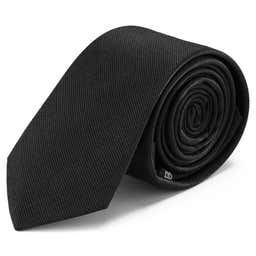 Corbata de sarga de seda negra - 6 cm