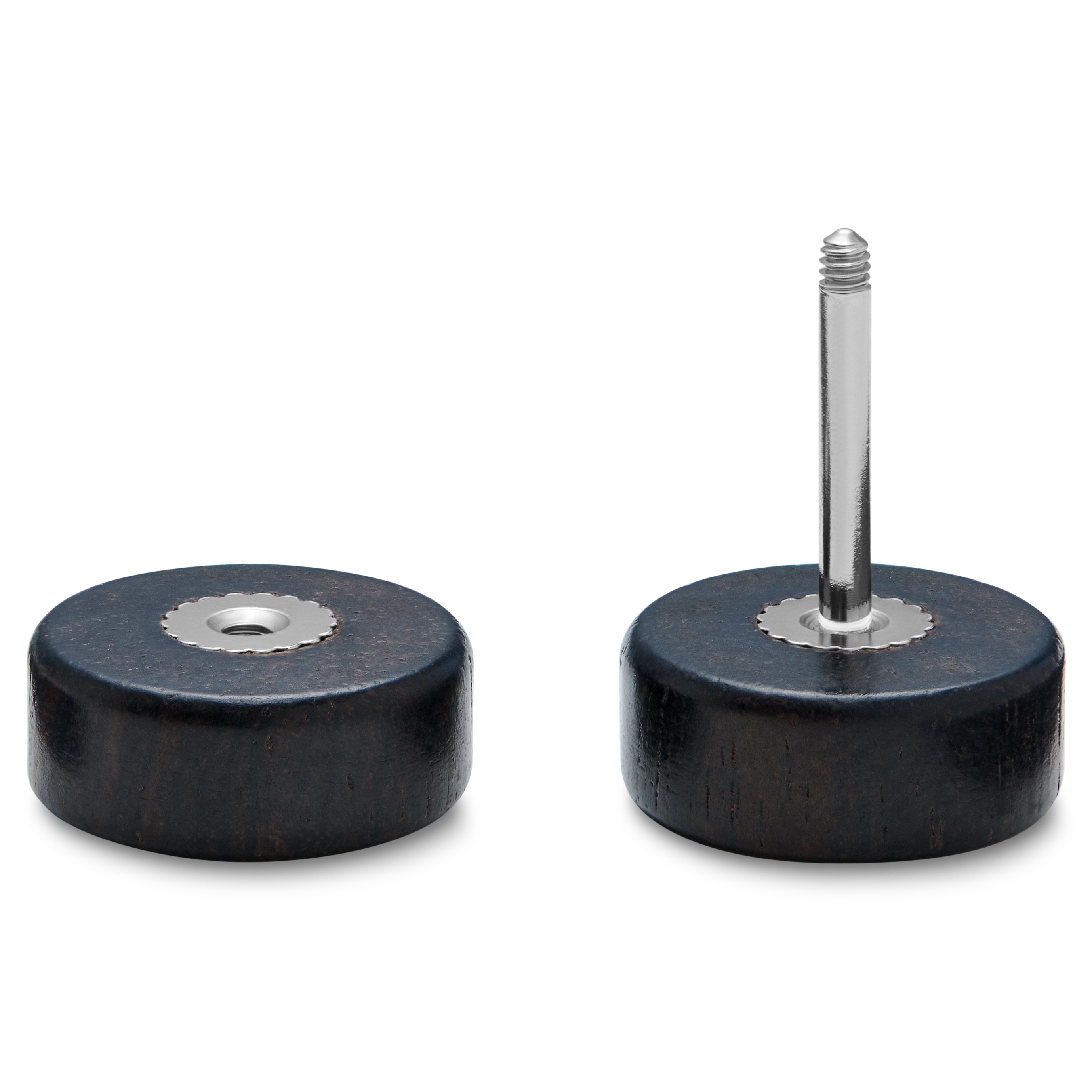 Satago | Обица имитация на флеш тапа от тъмен дъб и неръждаема стомана 10 мм - 2