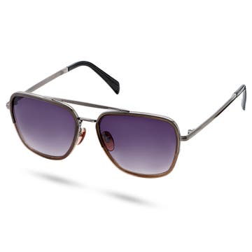 Черно-сиви стоманени авиаторски слънчеви очила