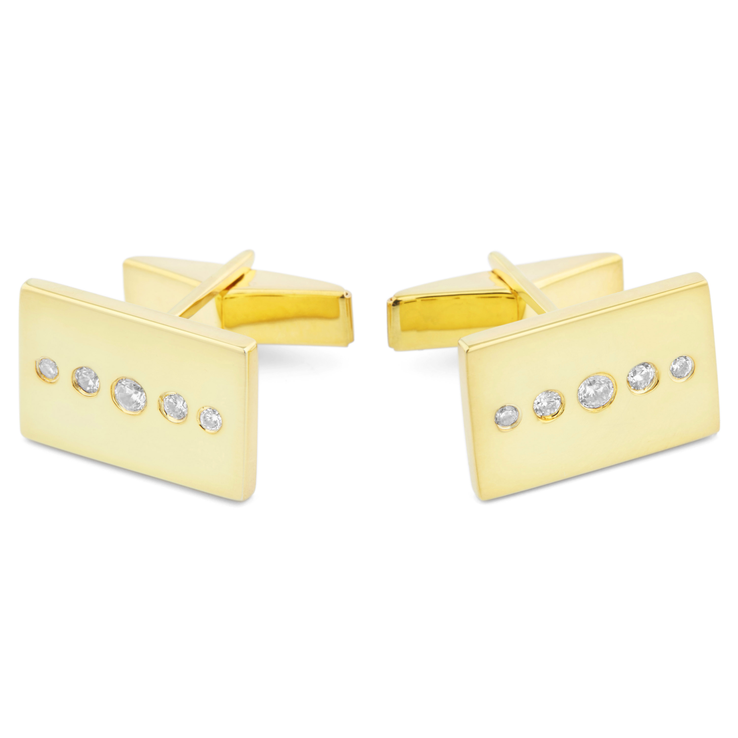 Zirkonipisteet - lyhyt kultainen setti, 925-hopeaa - 2