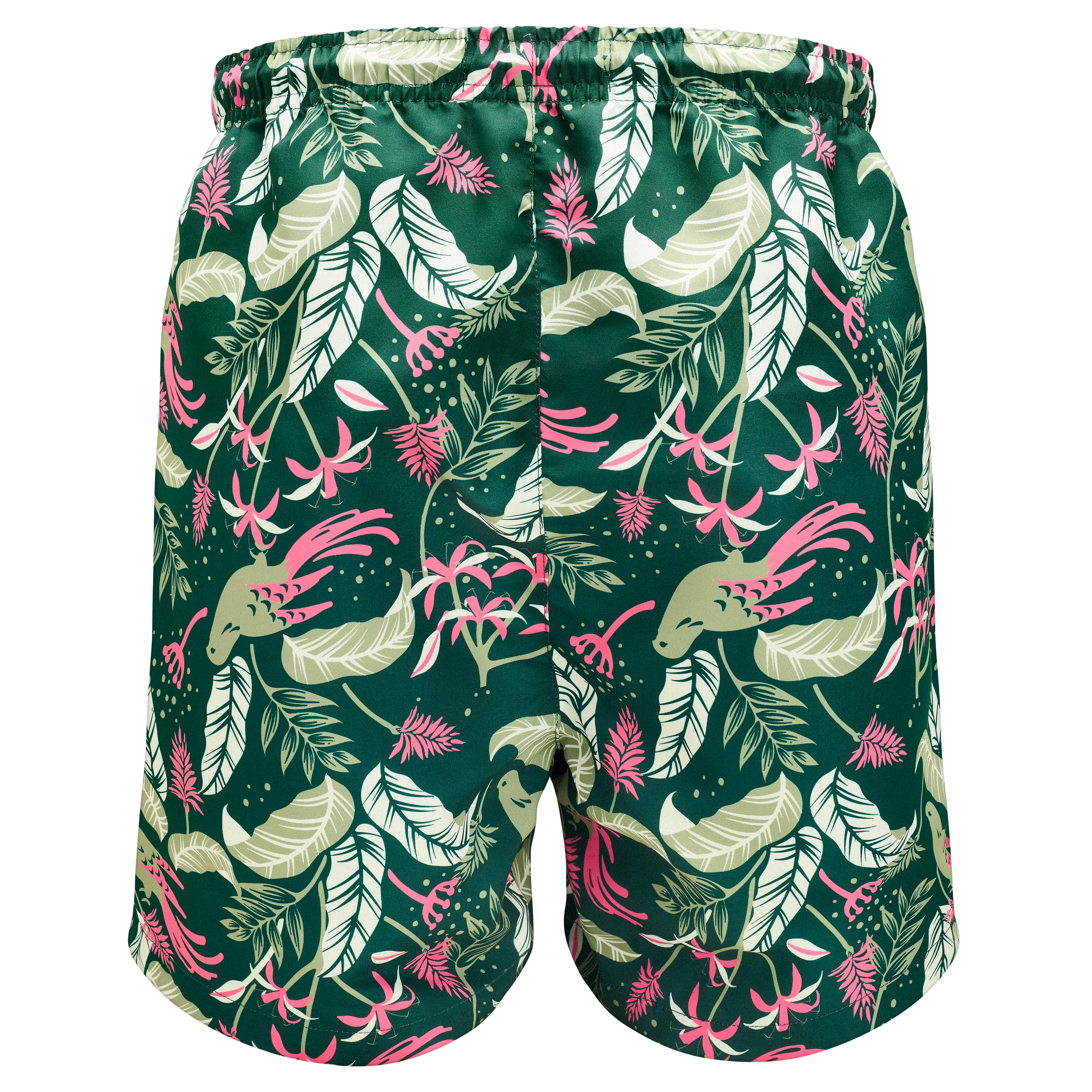 Floral-patterned Forest Green & Pink Swim Shorts - 6