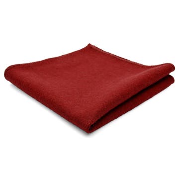 Pochette de costume en laine rouge, coutures à la main.