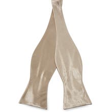 Beige self tie bow ties