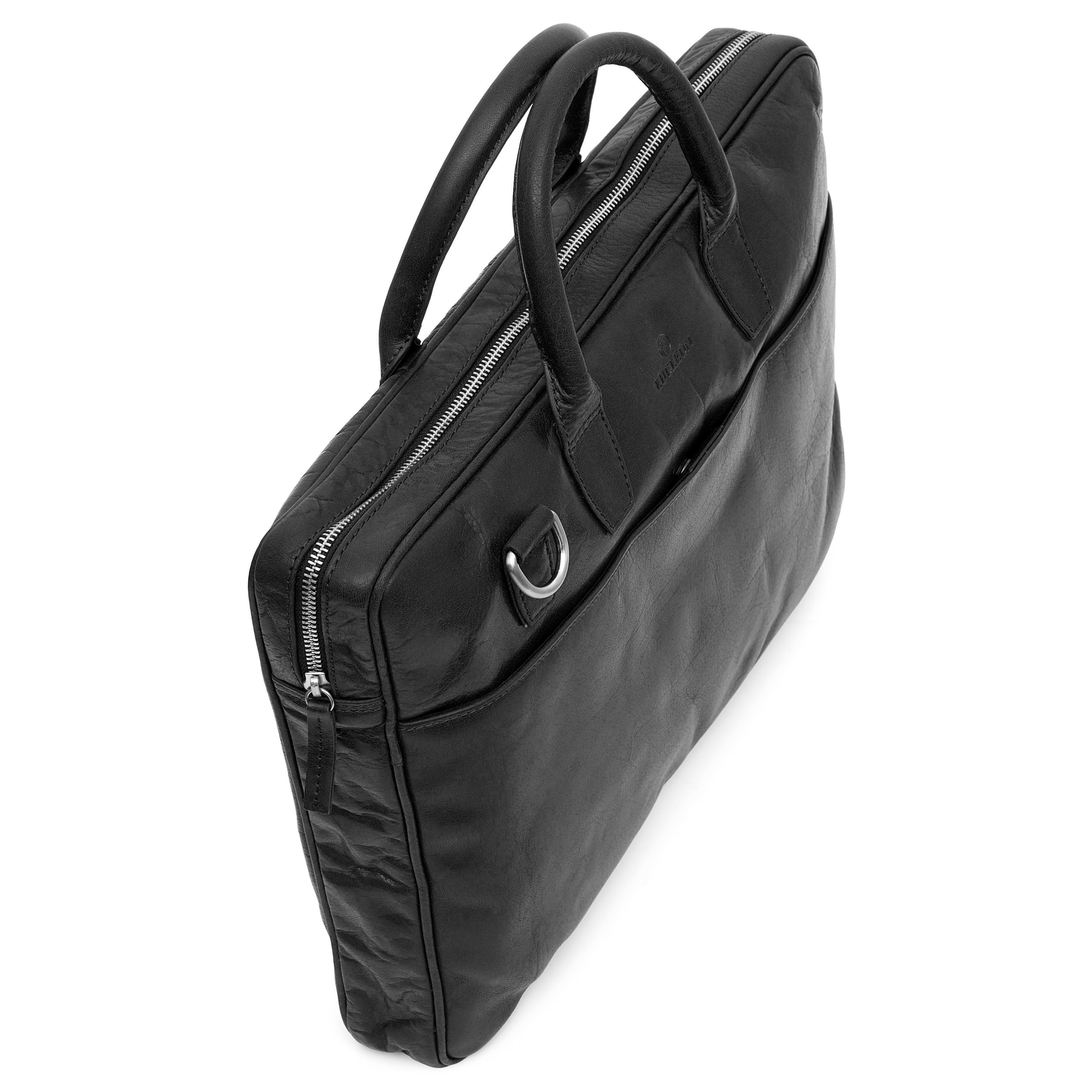 Montreal Dunne 15" Executive Zwarte Leren Tas - 6
