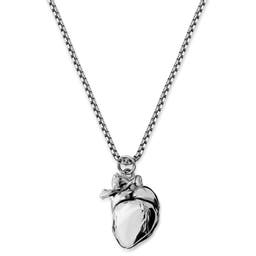 Egan | Silver-Tone Stainless Steel Heart Box Chain Necklace